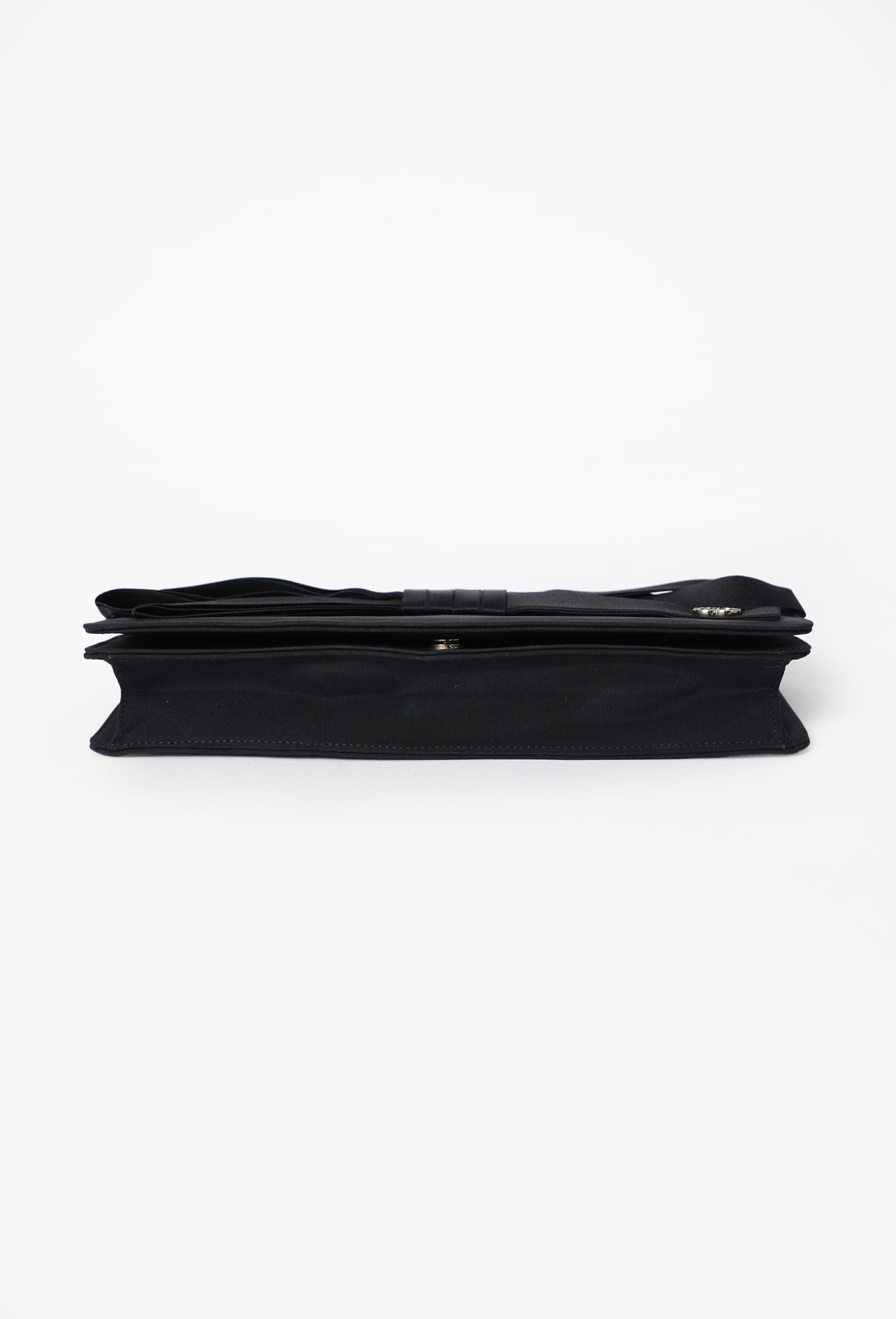 Black Satin Bow Flap Clutch - Chanel | ReSee