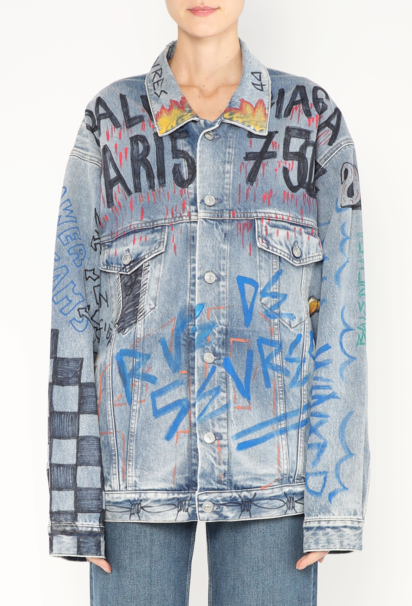 BALENCIAGA グラフィティデニムジャケット2018 Balenciaga Fall/Winter 18 Graffiti Denim Jacket | Hypebae