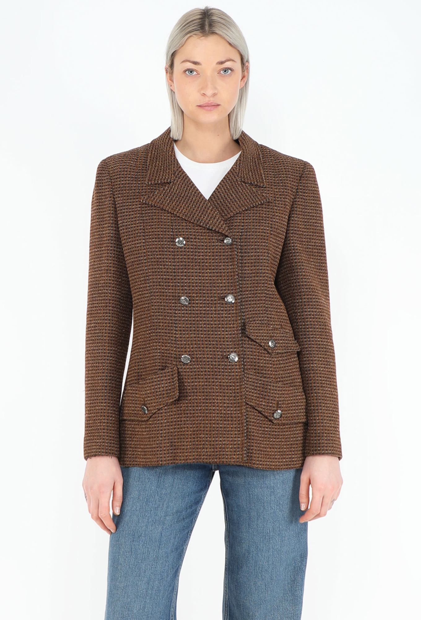 CHANEL ダブルブレストジャケット 38 ブラウン Notched Tweed Jacket, F/W 1997 - Chanel | ReSee