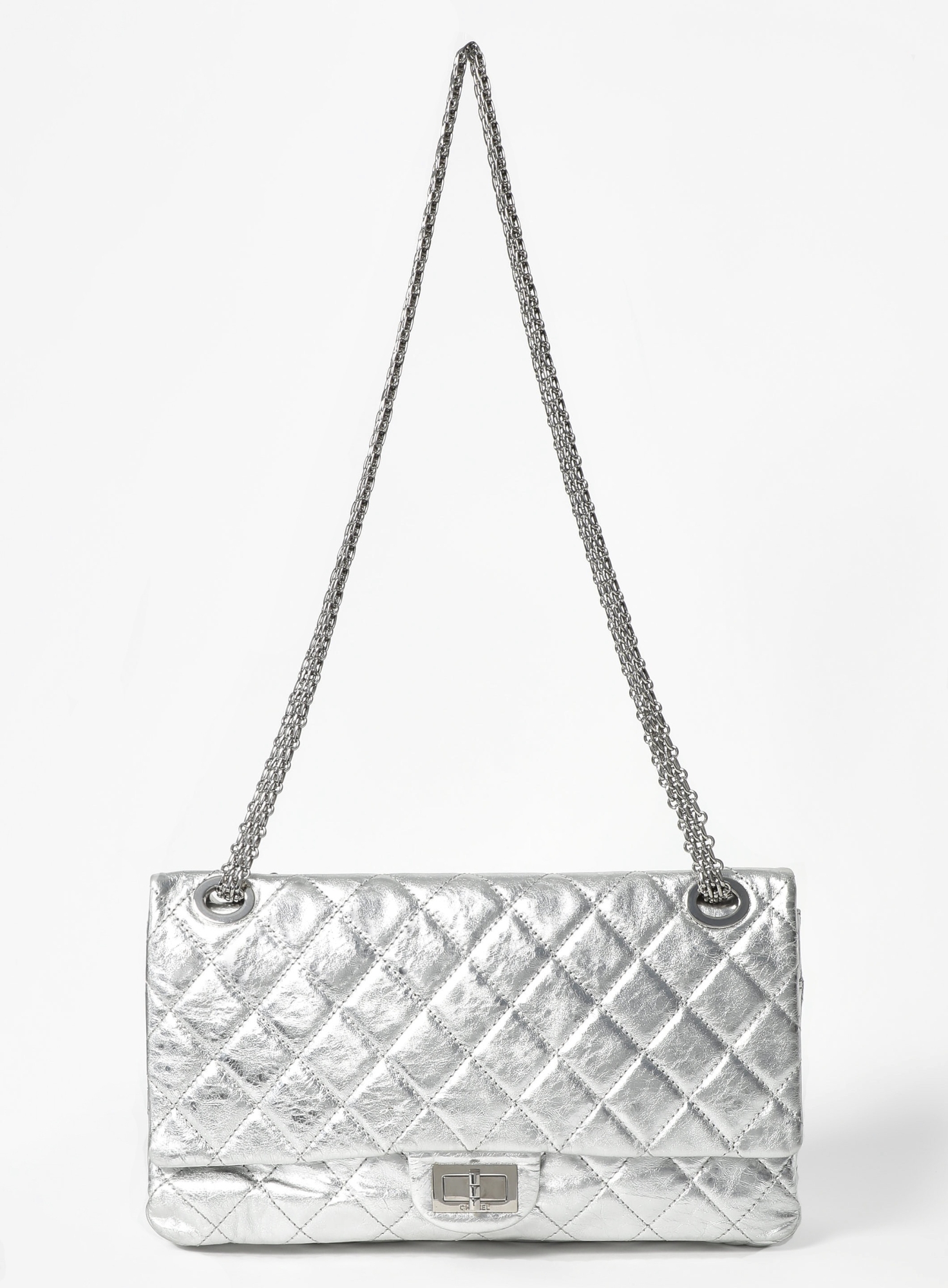 Silver Metallic 2.55 Maxi Flap Bag | Authentic & Vintage | ReSee
