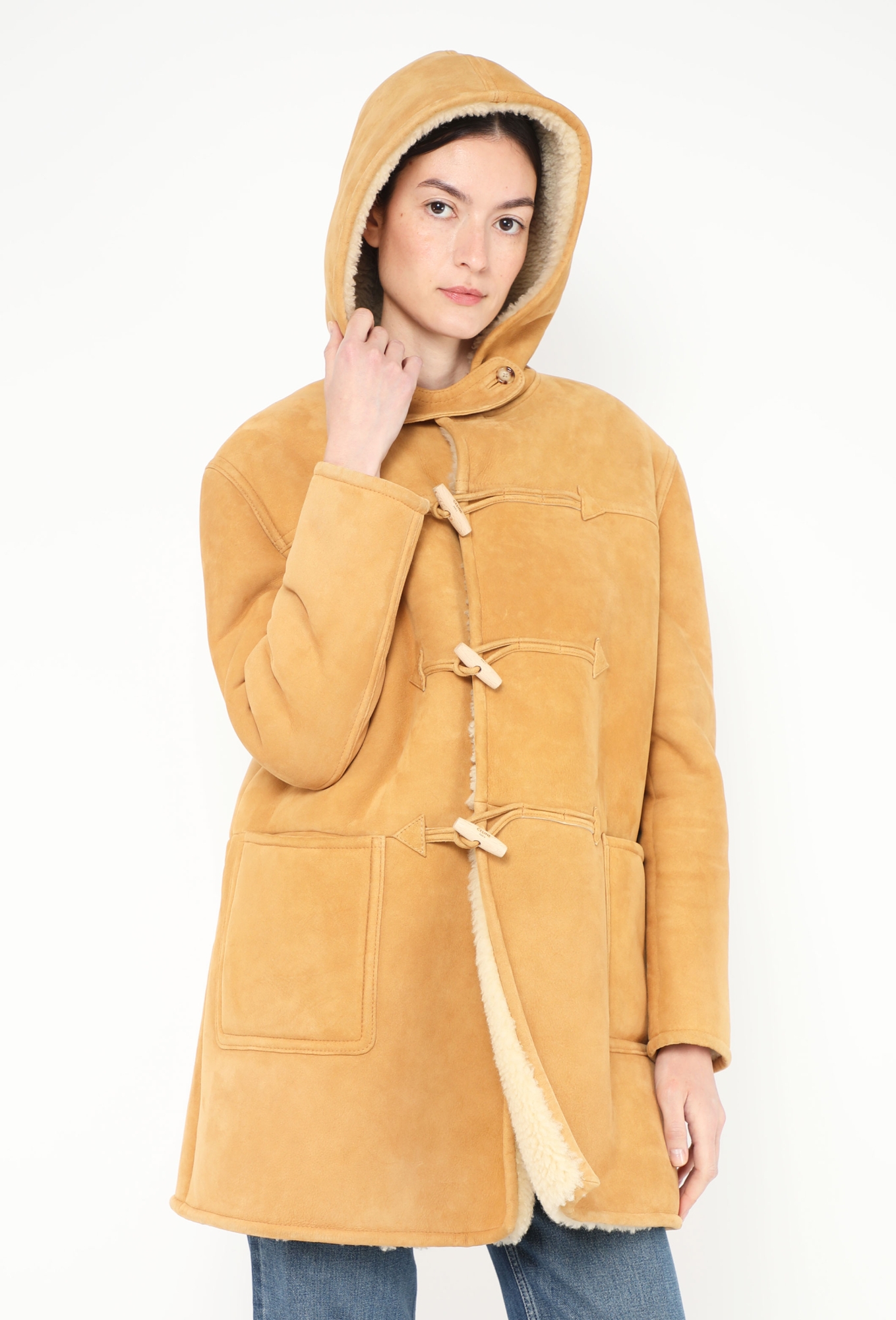 2019 Hooded Shearling-Lined Toggle Coat - Céline | Authentic