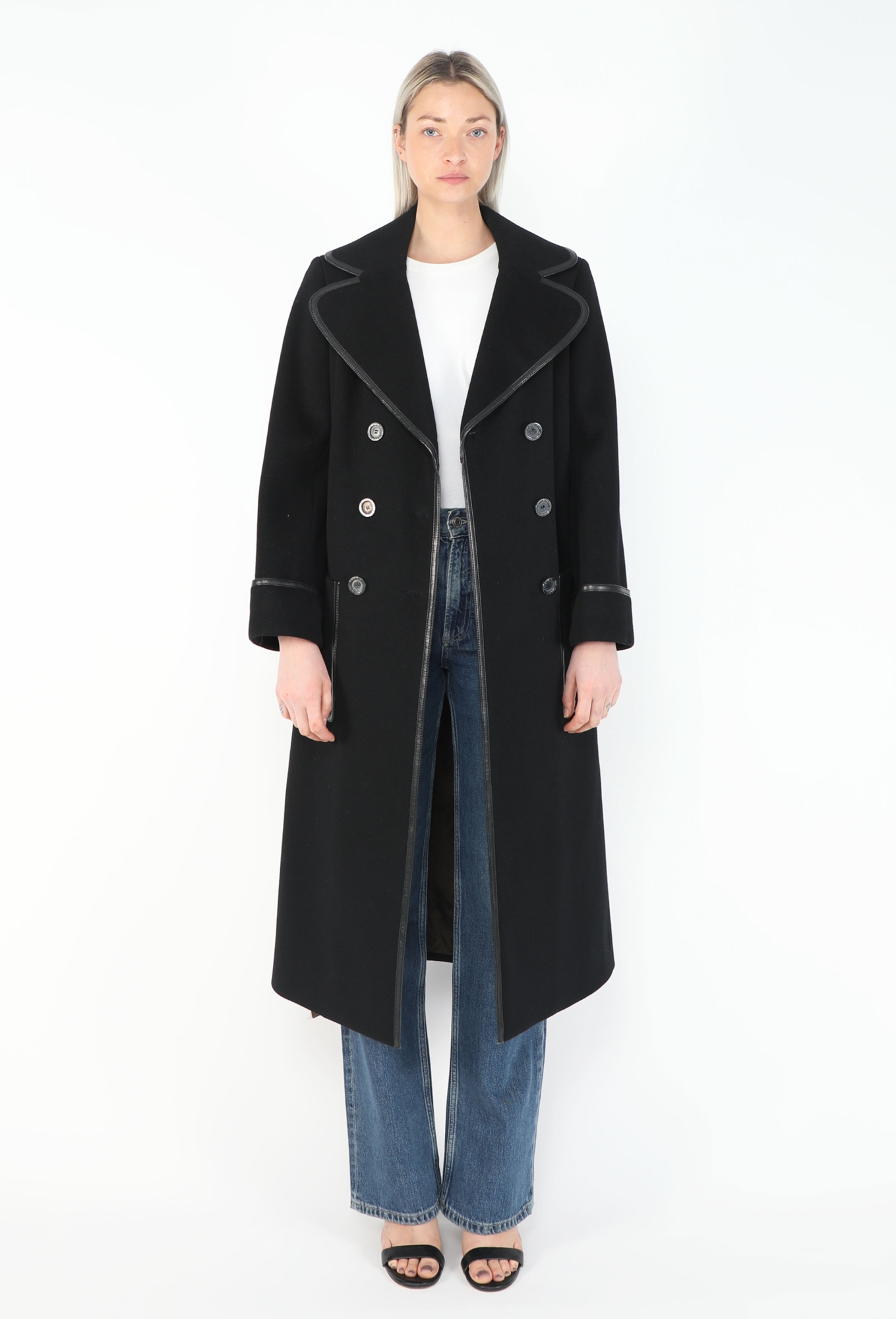70s Tailored Leather Trim Coat - Hermès | ReSee