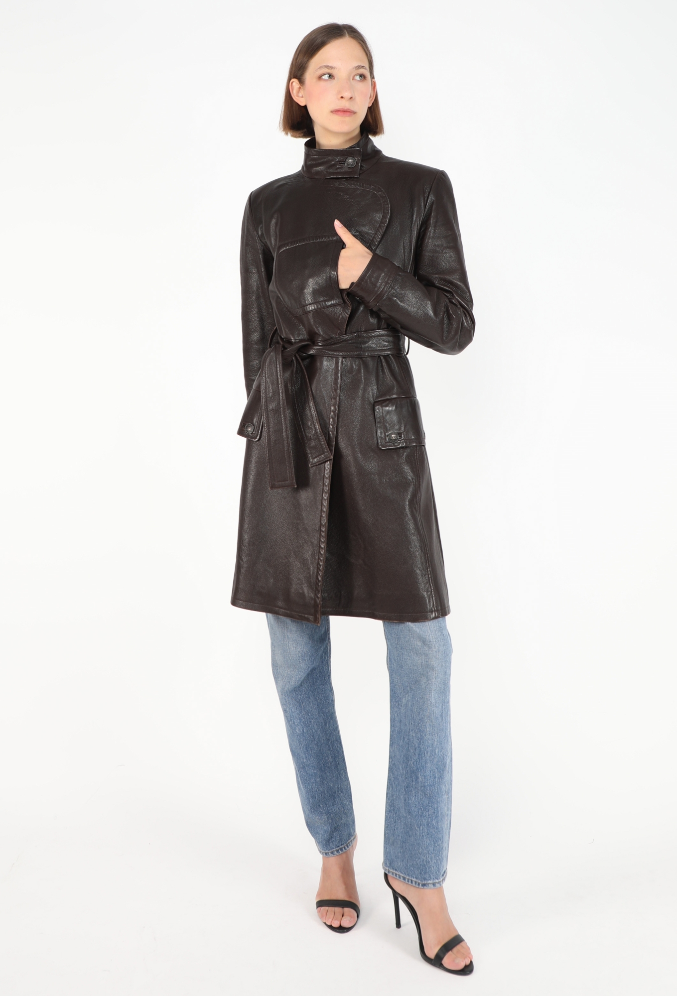 RARE F/W 1997 Notched Leather Coat - Chanel | ReSee