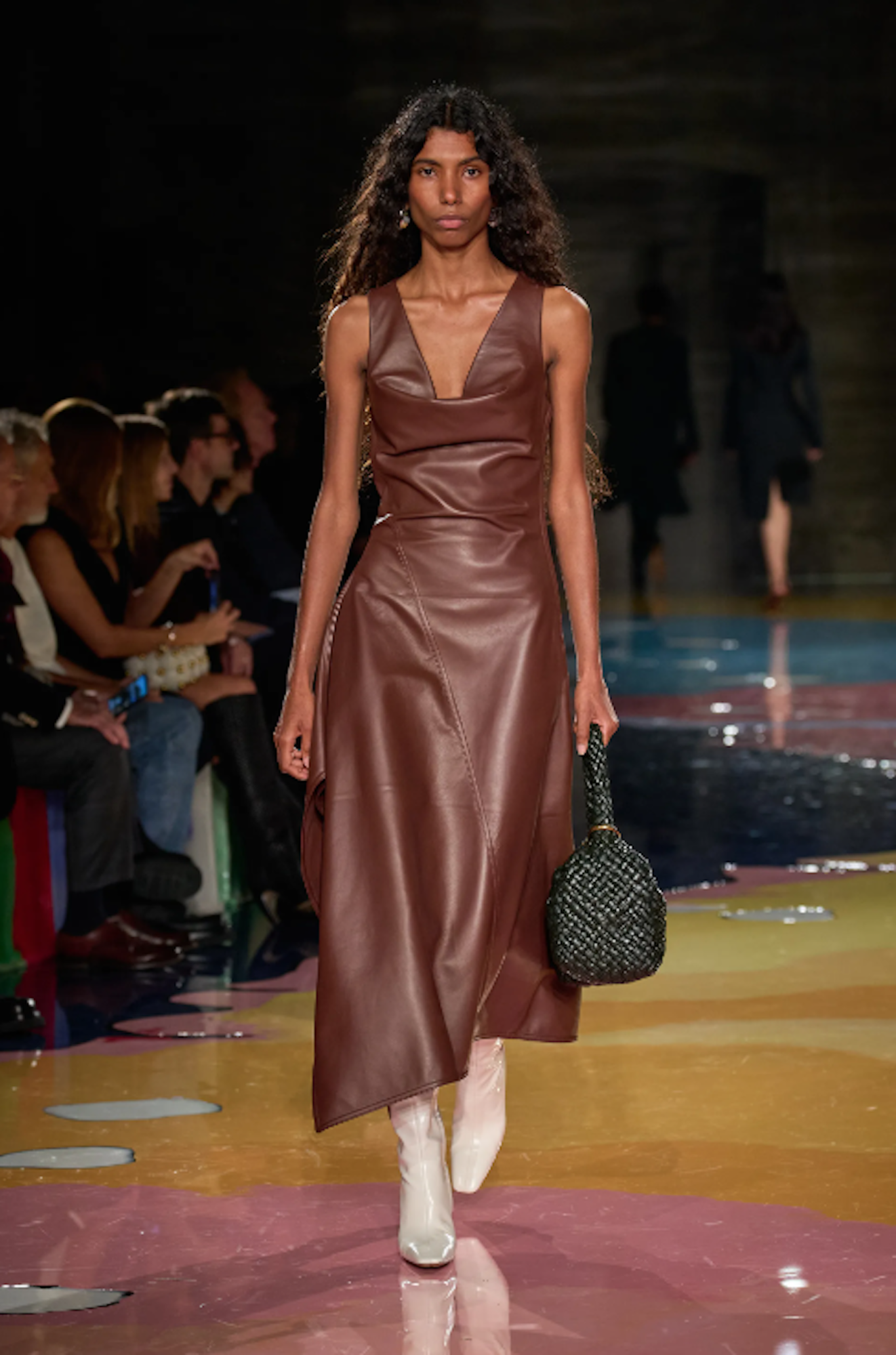 bottega leather dress Bottega Veneta Intrecciato Leather Sheath Dress