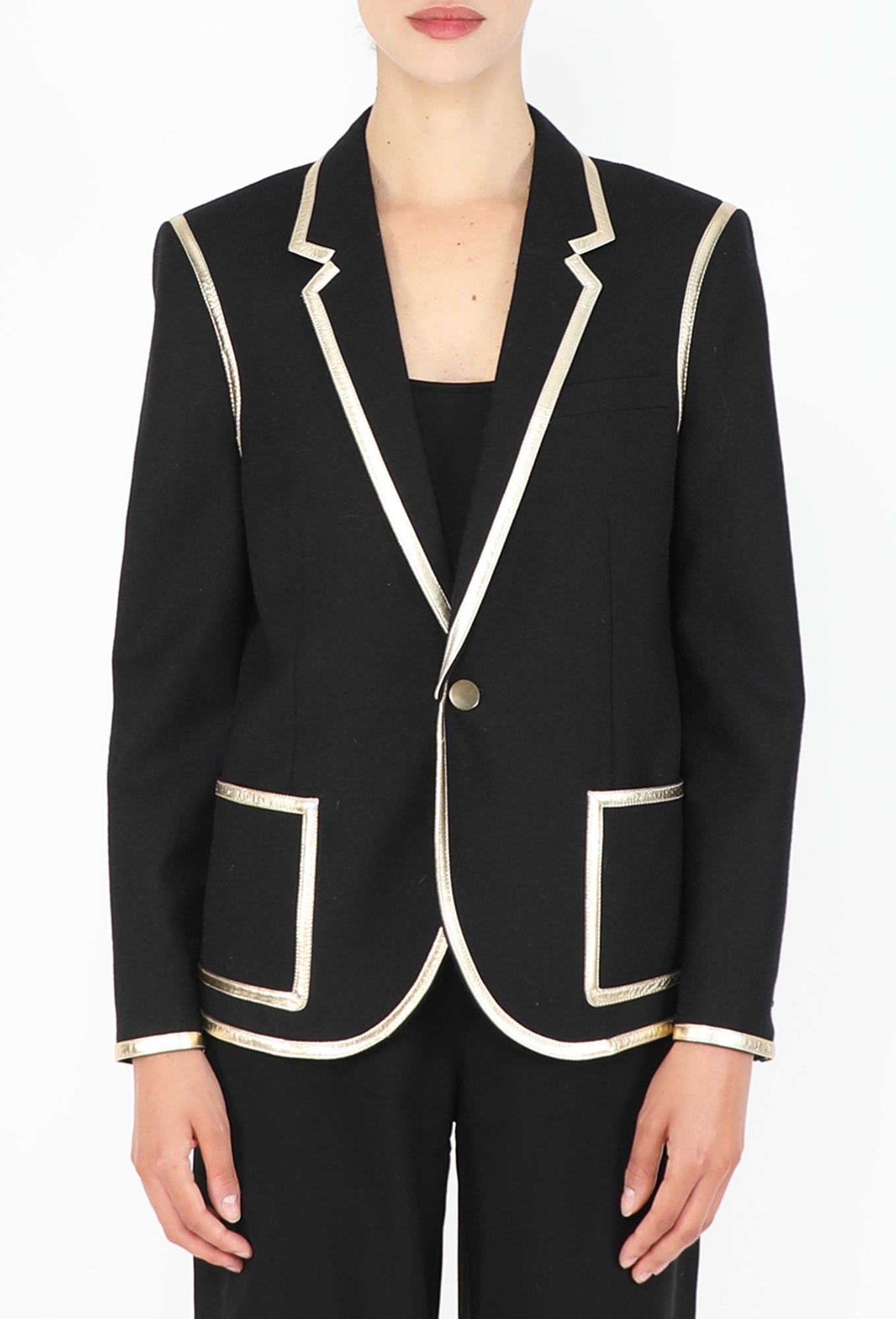 Metallic Leather Trim Blazer, S/S 2018 - Saint Laurent | ReSee