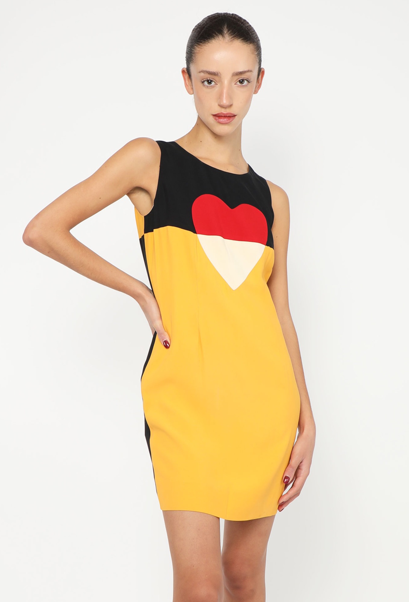 Moschino 1992 Colorblock Heart Dress