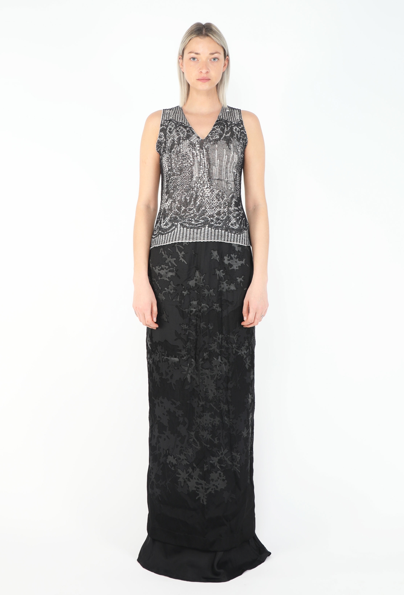 Spring 1999 Distressed Jacquard Ensemble - Dries Van Noten | ReSee