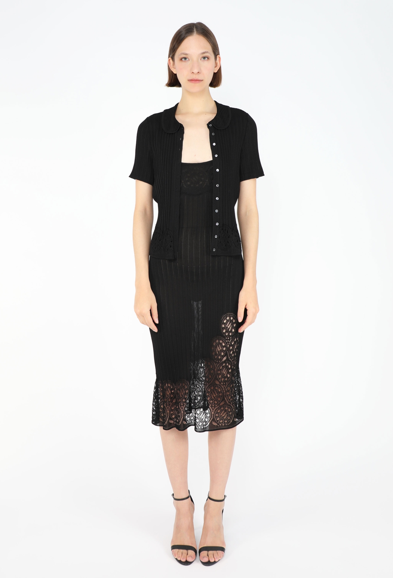 black dress with long sweater Very Chilly Sweater Dress In Black