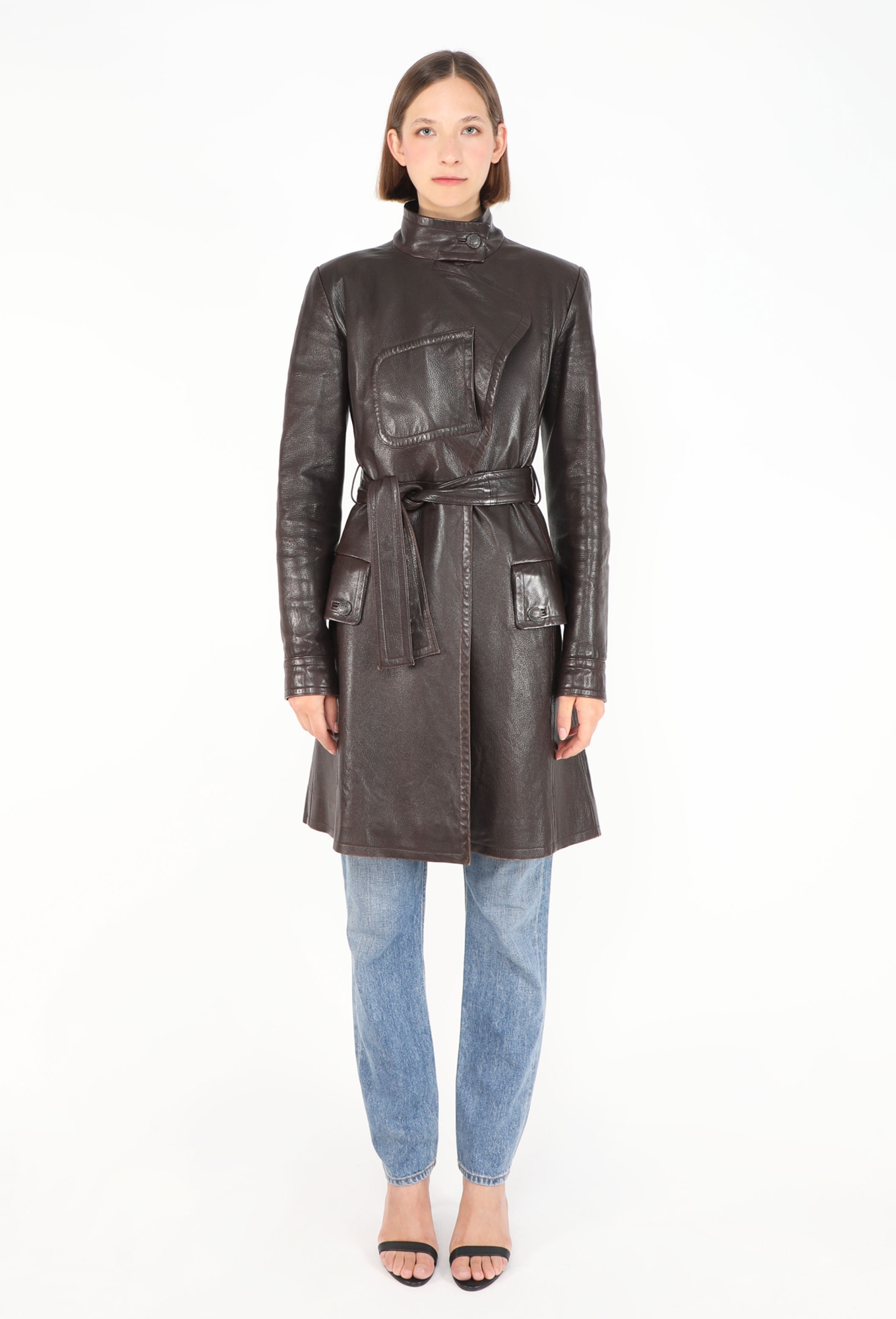 RARE F/W 1997 Notched Leather Coat - Chanel | ReSee