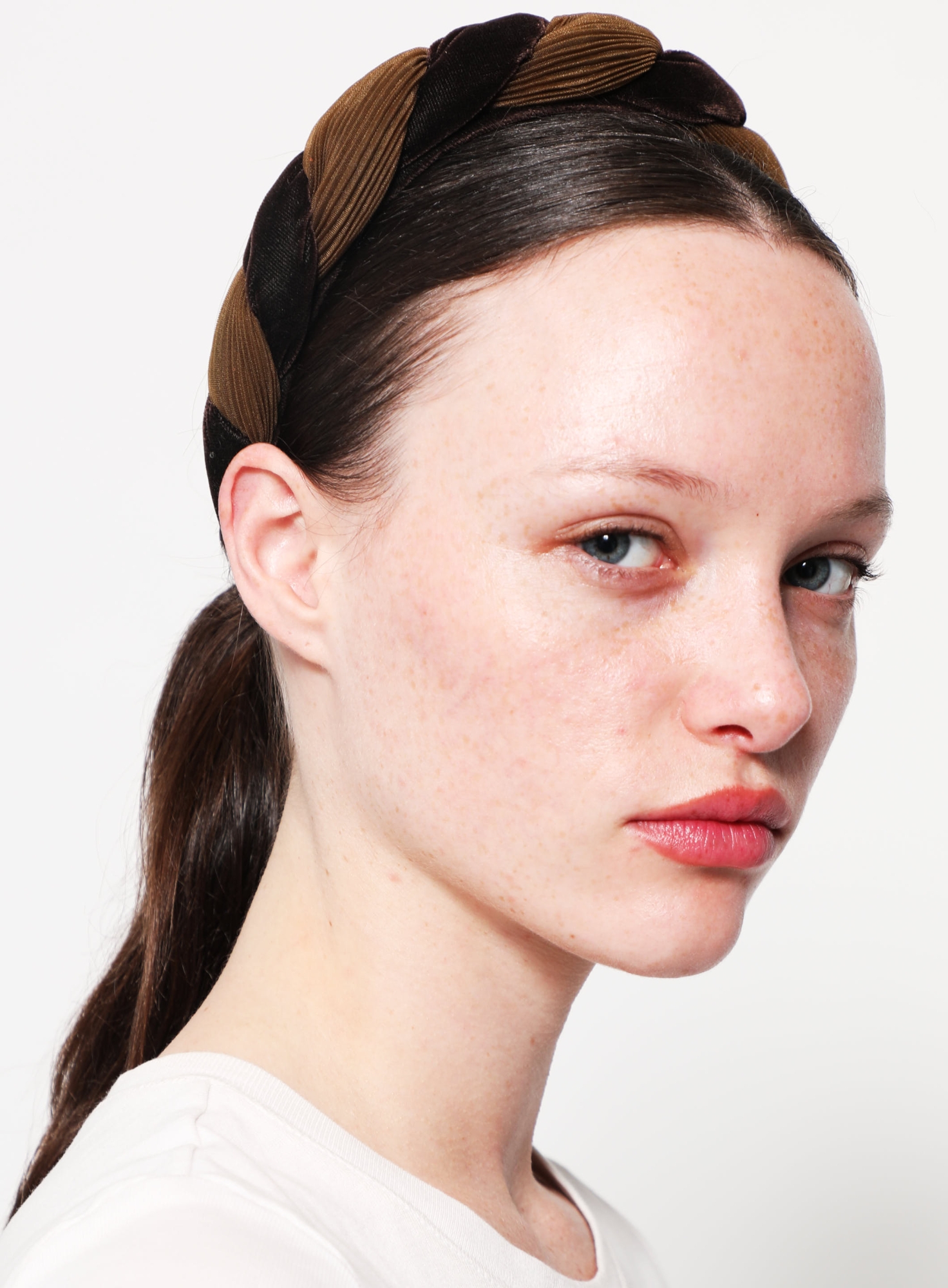 ALEXANDRE DE PARIS カチューシャ ベルベット ブラウン Alexandre de Paris Velvet Pleated Headband | Authentic & Vintage