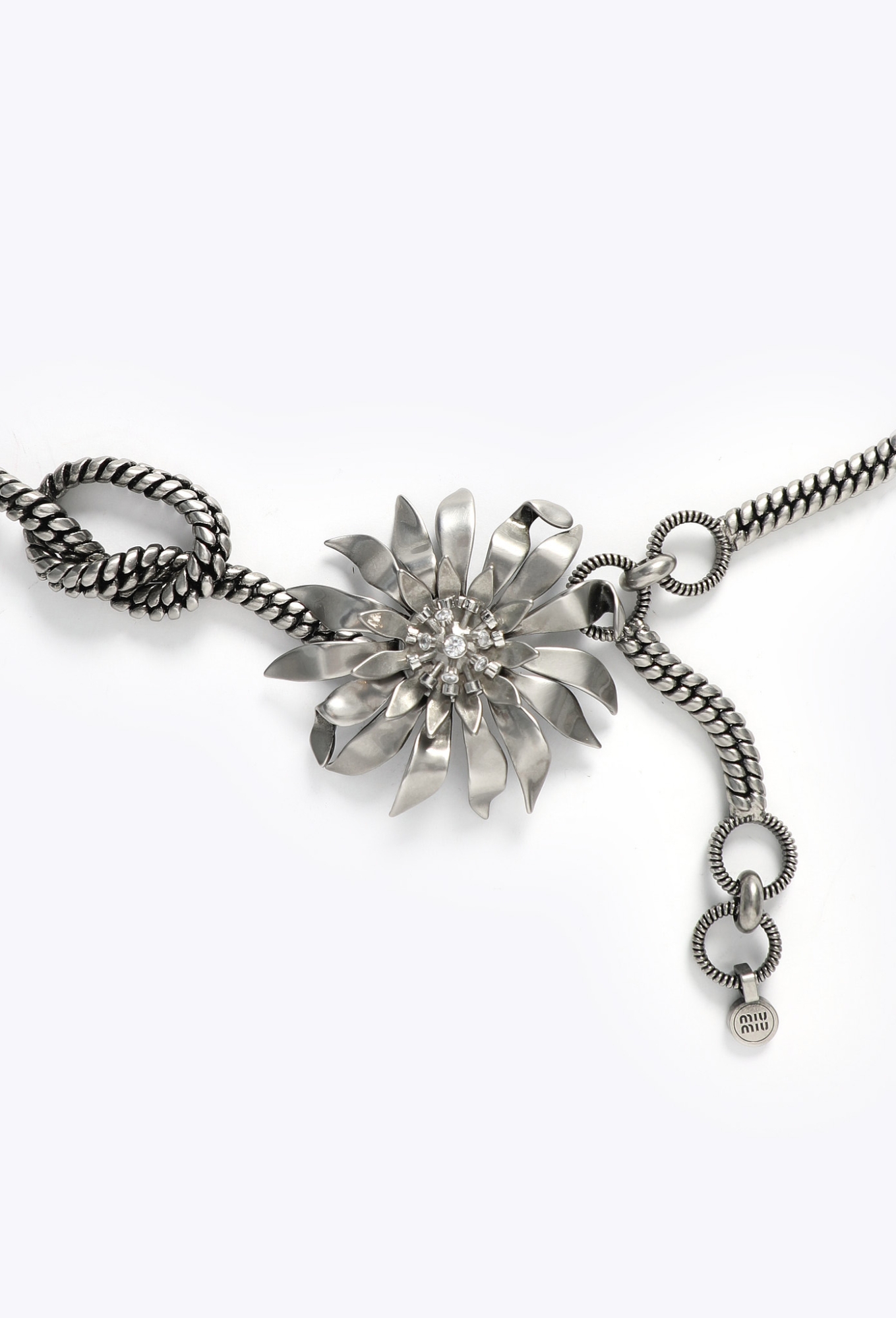 Miu Miu Silver Buckle Belt with Pink Floral Accents Miu Miu Vintage Brown Leather Flower Belt – Occhi Azzurri main image 4