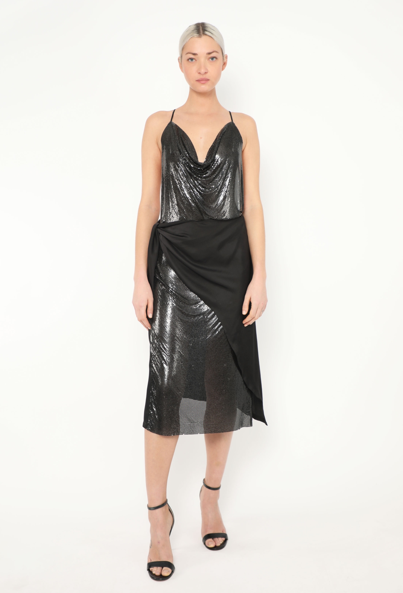 paco rabanne mesh dress Draped mesh dress in gold - Rabanne