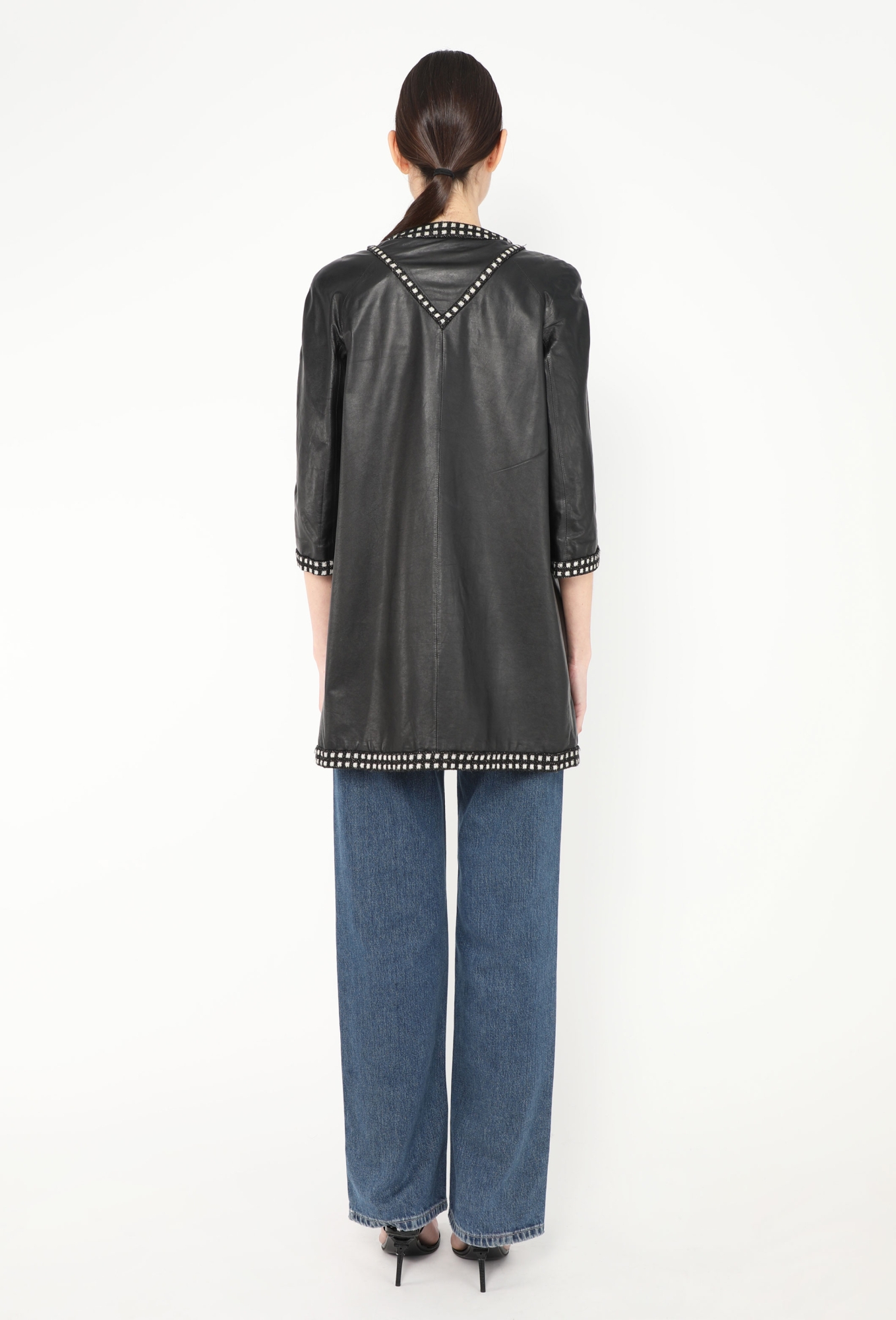 CHANEL レザーニットジャケット 90s Lamé Tweed Leather Jacket - Chanel | Authentic & Vintage | ReSee
