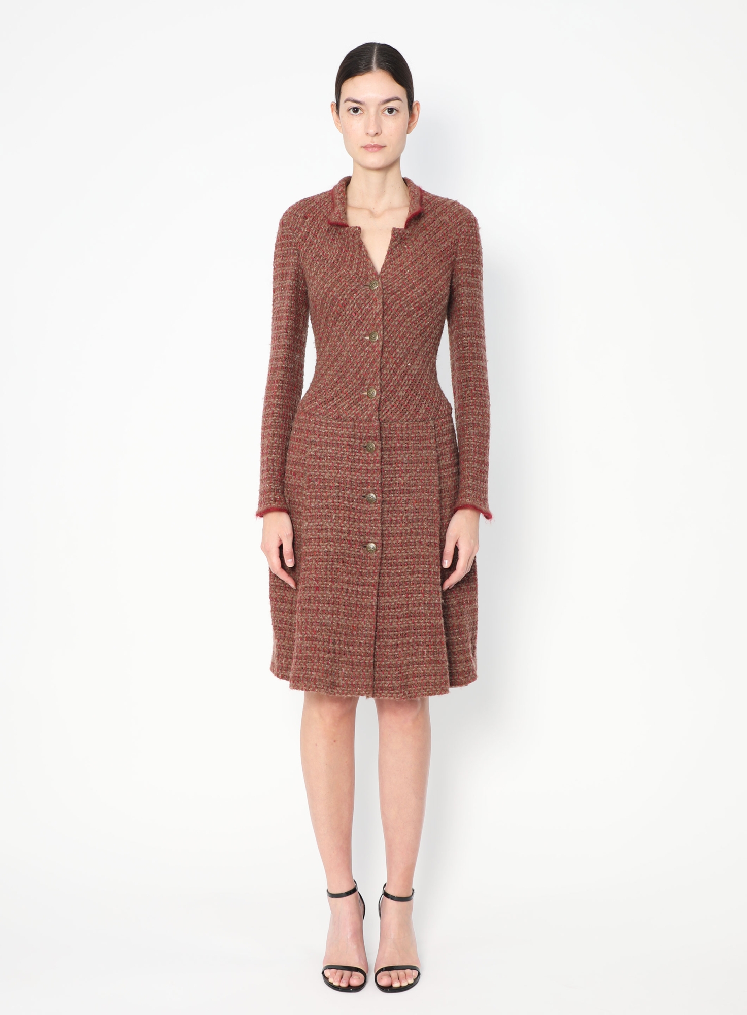 open lace back dress The Tradition Cream Embellished Pleated Tweed Dress, X-Large - The Mint Julep Boutique