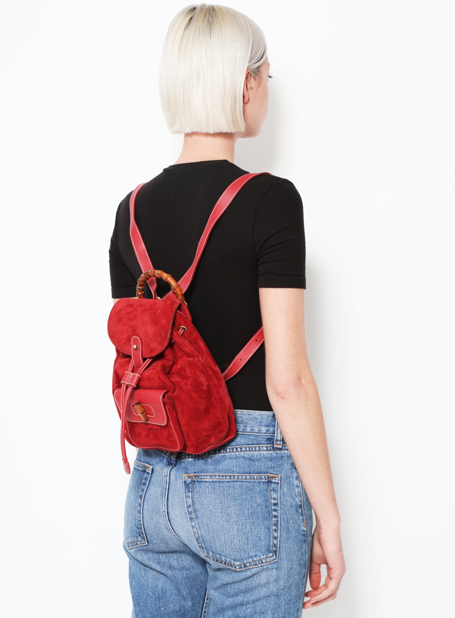 90s Suede Bamboo Backpack | Authentic & Vintage | ReSee