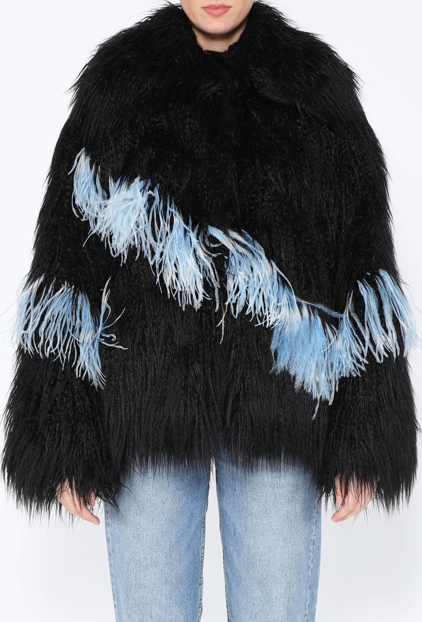 【美品】【38】DRIES VAN NOTEN ブロックチェック ファーコート F/W 2018 Feathered Shag Coat - Dries Van Noten | ReSee