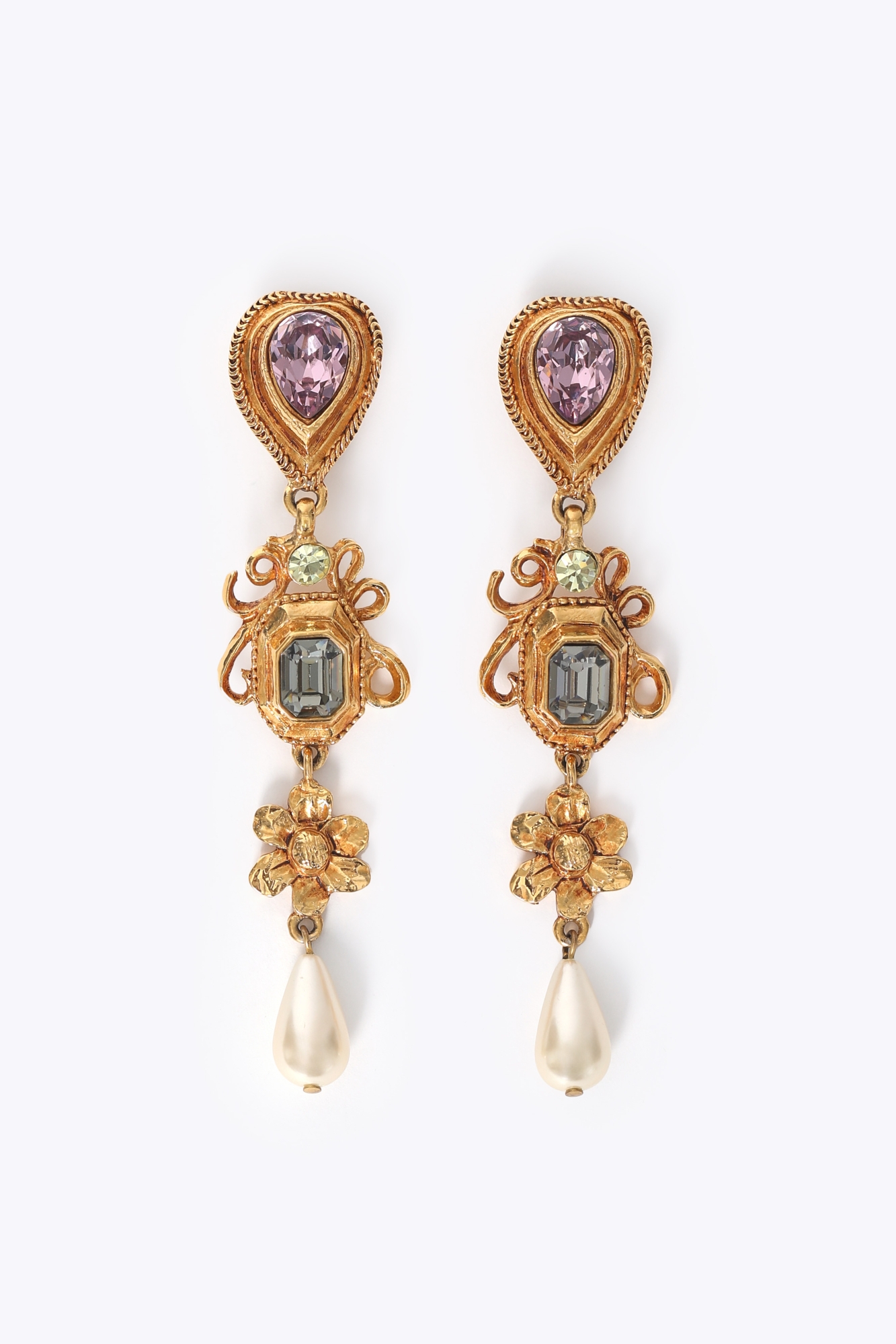 Vintage Baroque Pendant Clip Earrings - Christian Lacroix | ReSee