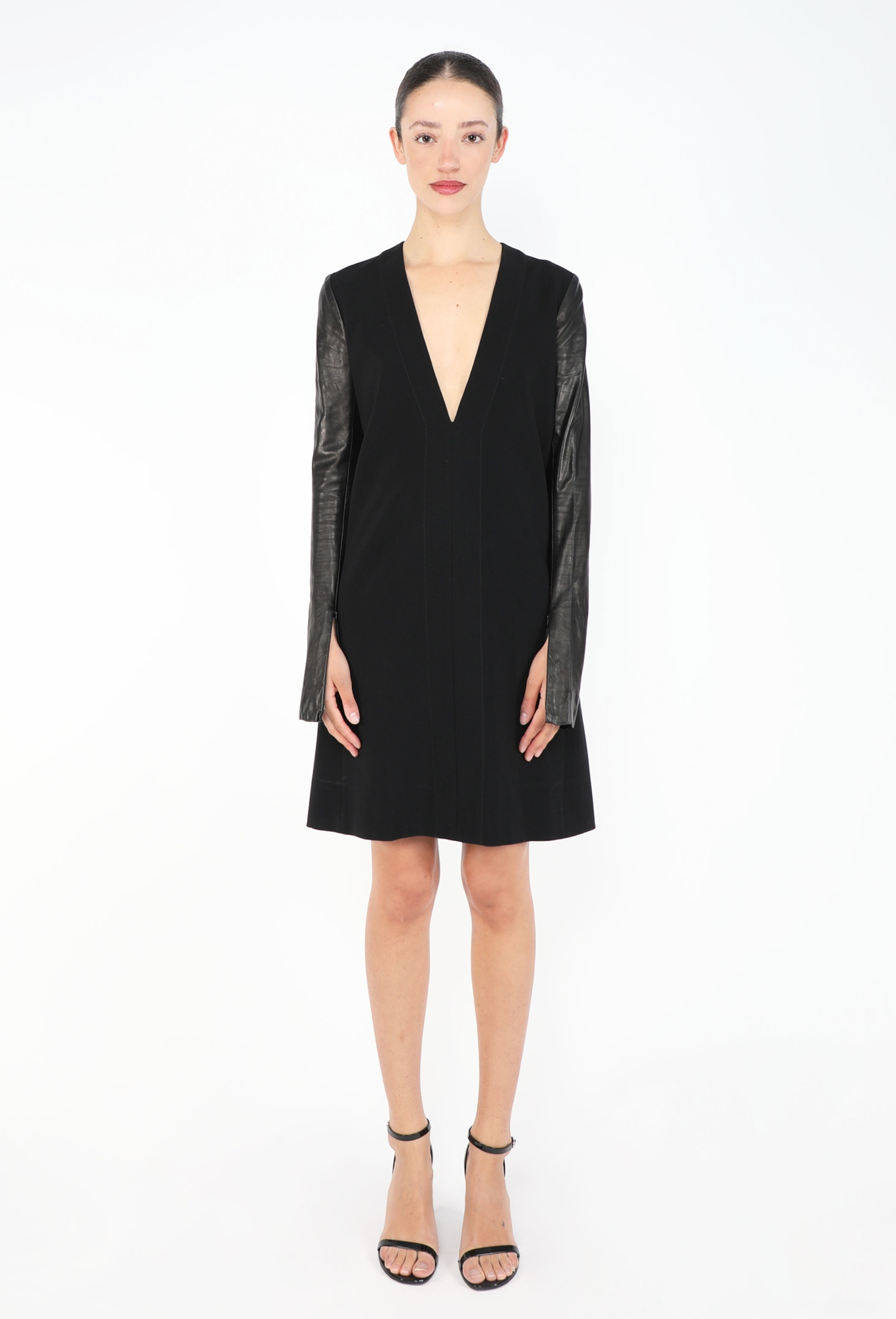 leather tunic dress Vegan Leather Tunic Dress in Black