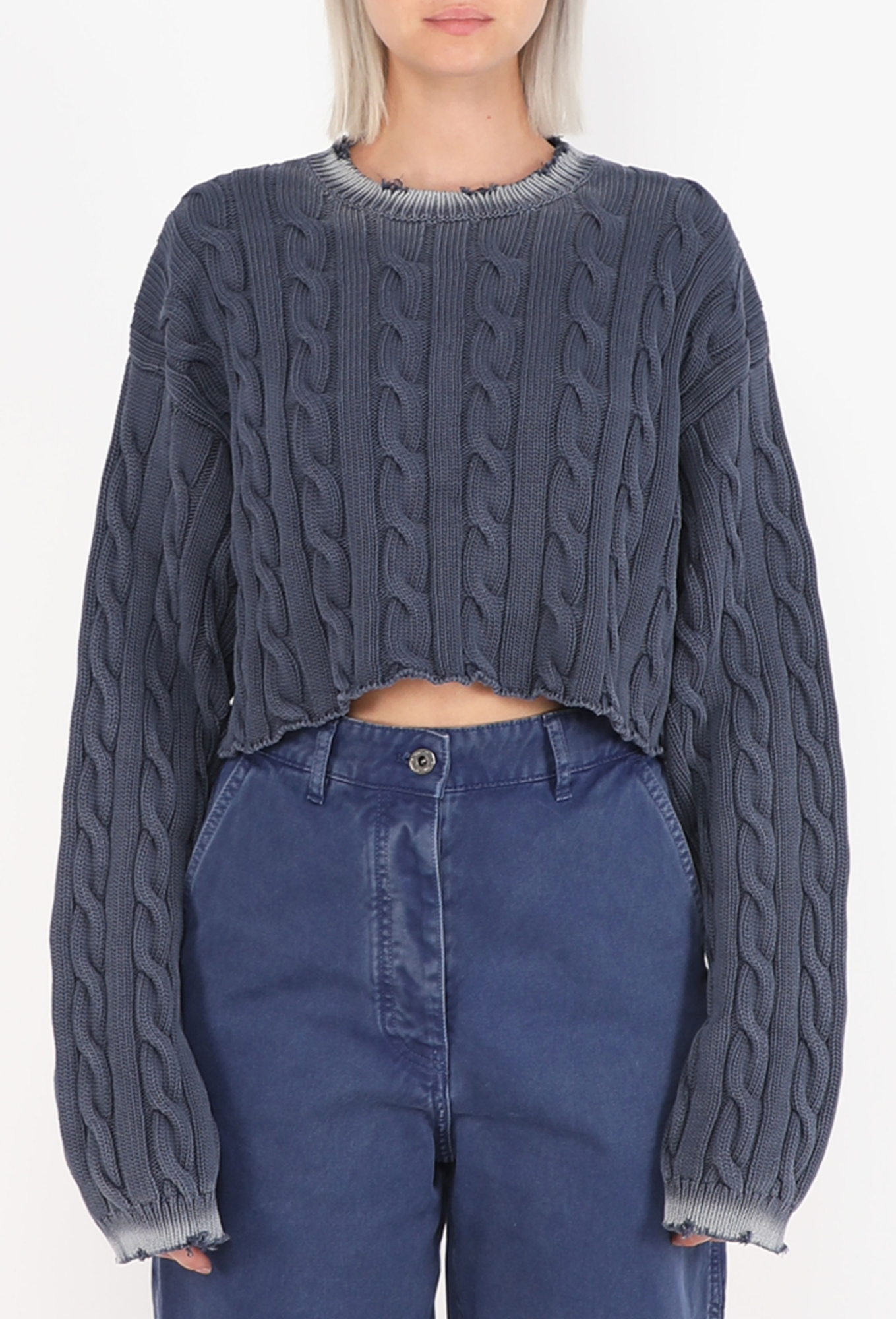 Cropped Cable-Knit Sweater, S/S 2022 - Miu Miu | ReSee