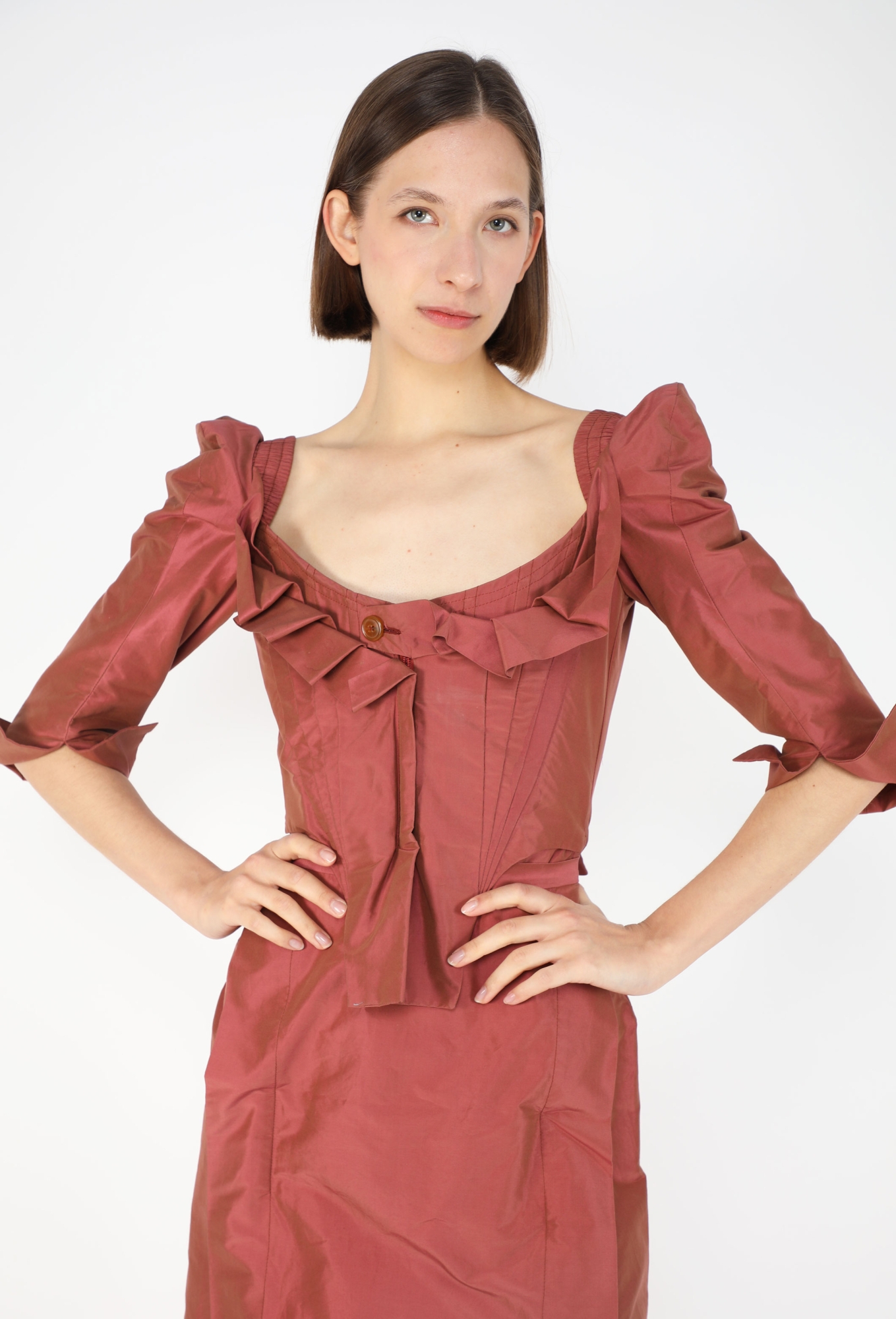 Taffeta Draped Corset Dress - Vivienne Westwood | ReSee Taffeta Draped Corset Dress - Vivienne Westwood | ReSee