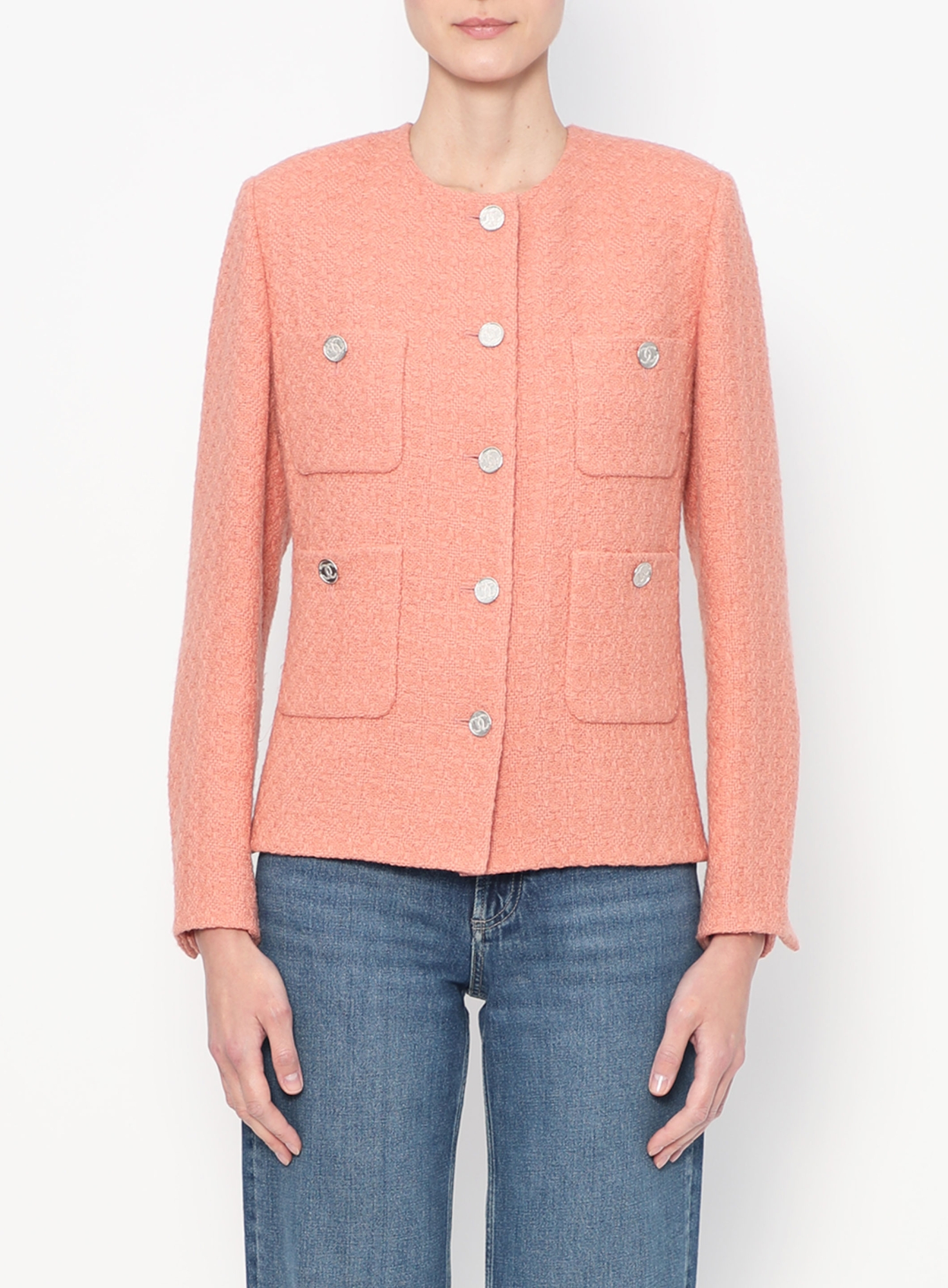Collarless Tweed 'CC' Jacket | Authentic & Vintage | ReSee