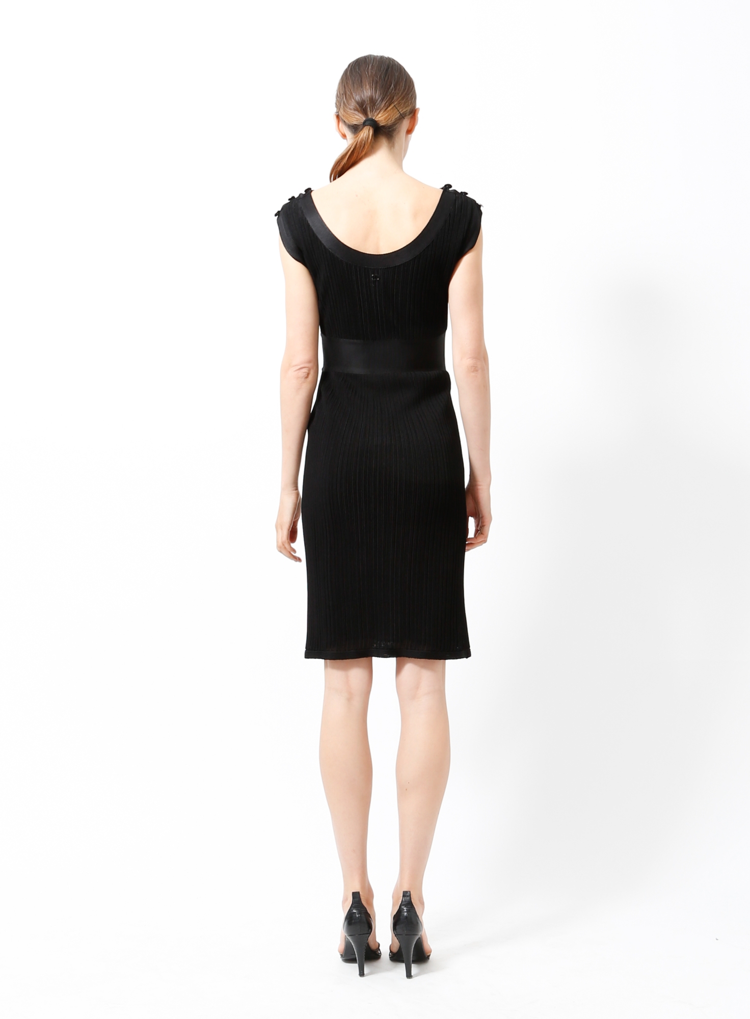 chanel black knit dress NEW Chanel Black Crochet Knit Cocktail Dress LBD 36 at 1stDibs