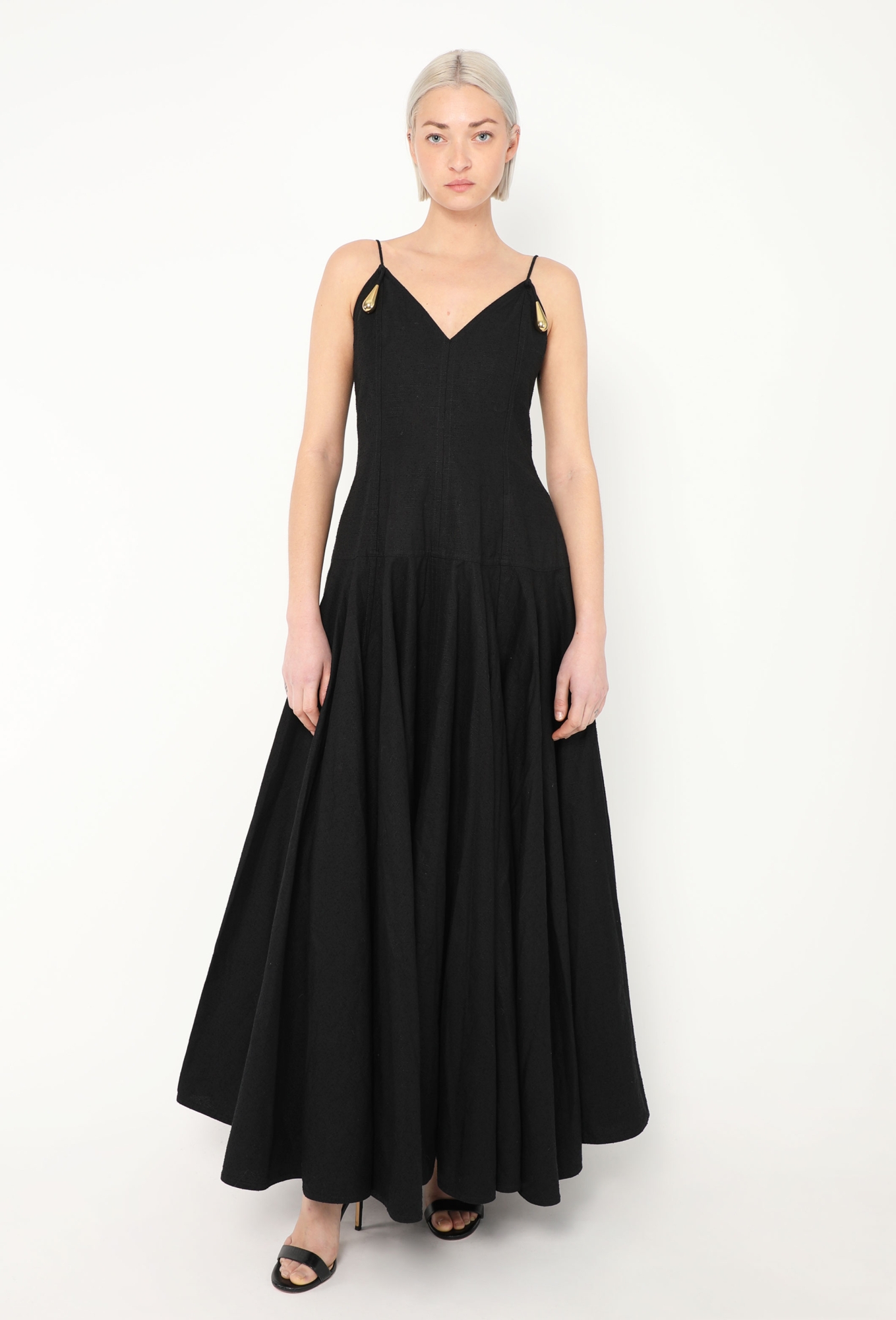 bottega veneta evening dresses Bottega Veneta Drop Detail Gathered Matte Crepe Jersey Maxi Dress