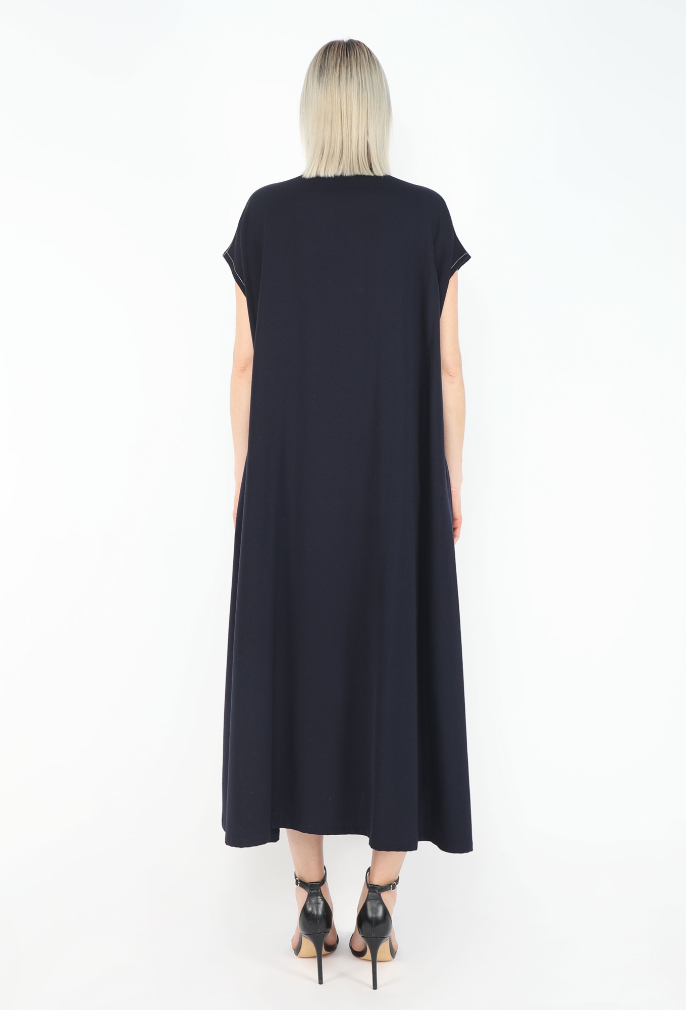 F/W 1993 Contrast Stitch Flared Dress - Yohji Yamamoto | ReSee