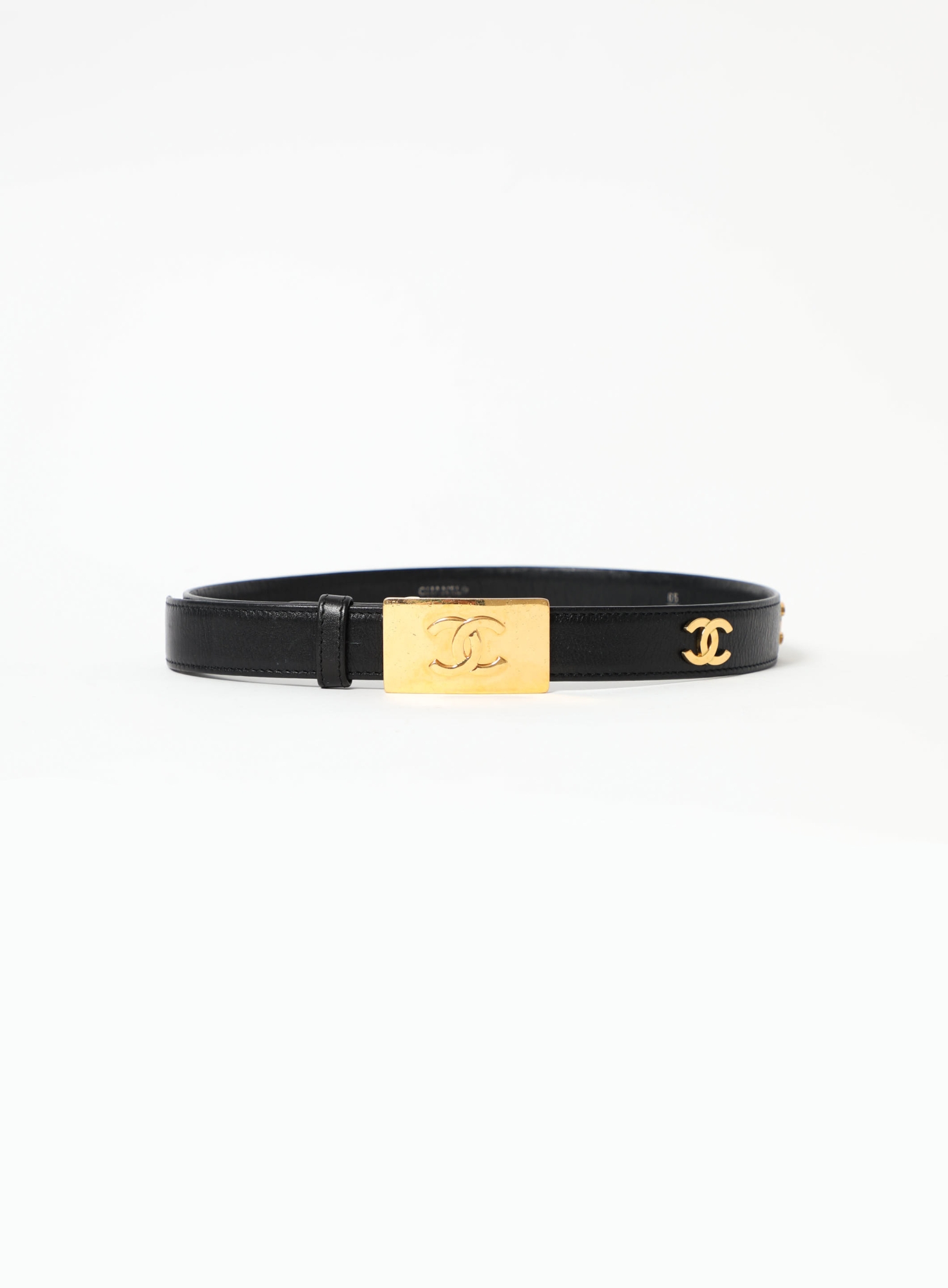 Chanel CC Logo Belt 97 Leather Black 1997  main image 2
