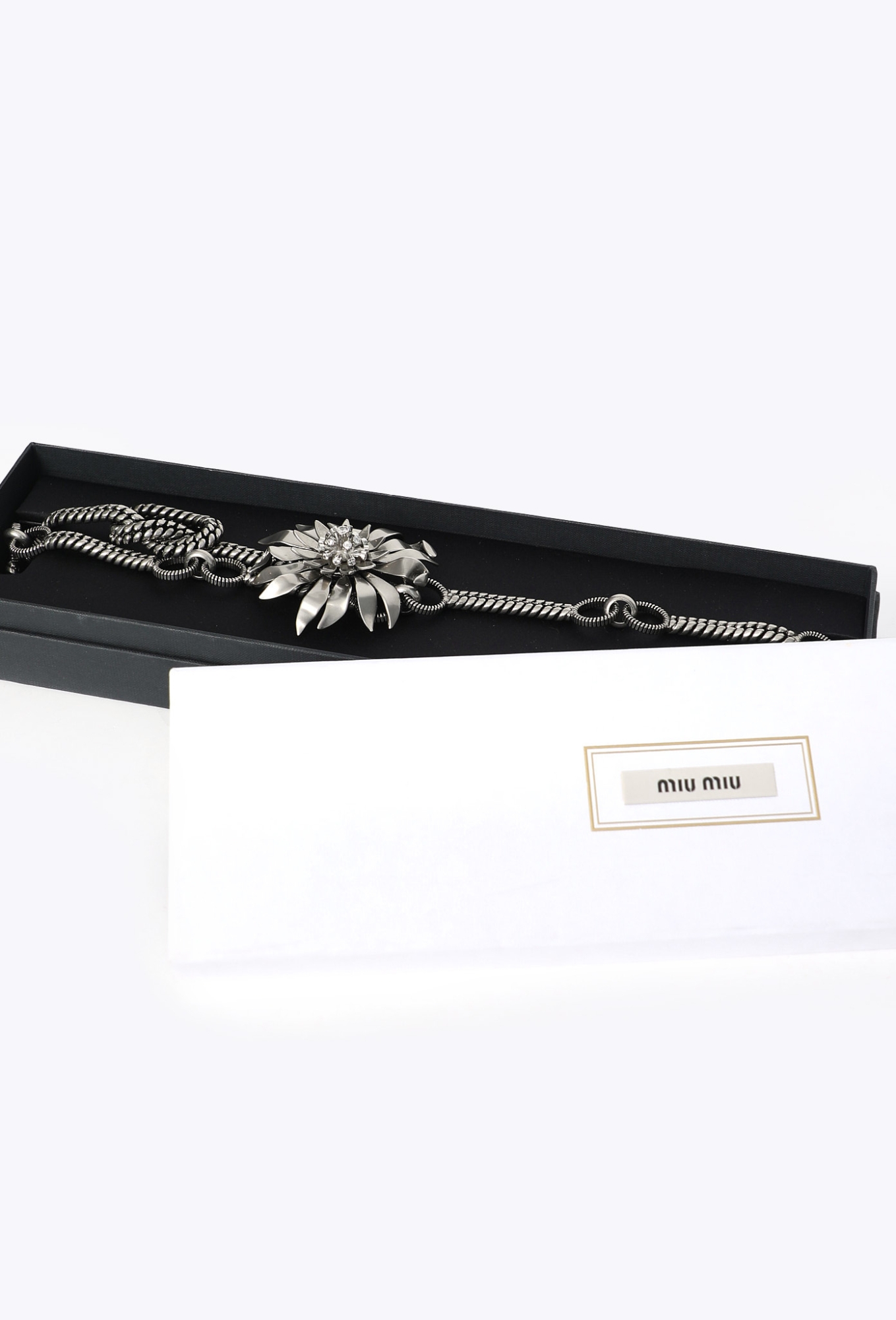S/S 2025 Embellished Metallic Flower Belt - Miu Miu | ReSee
