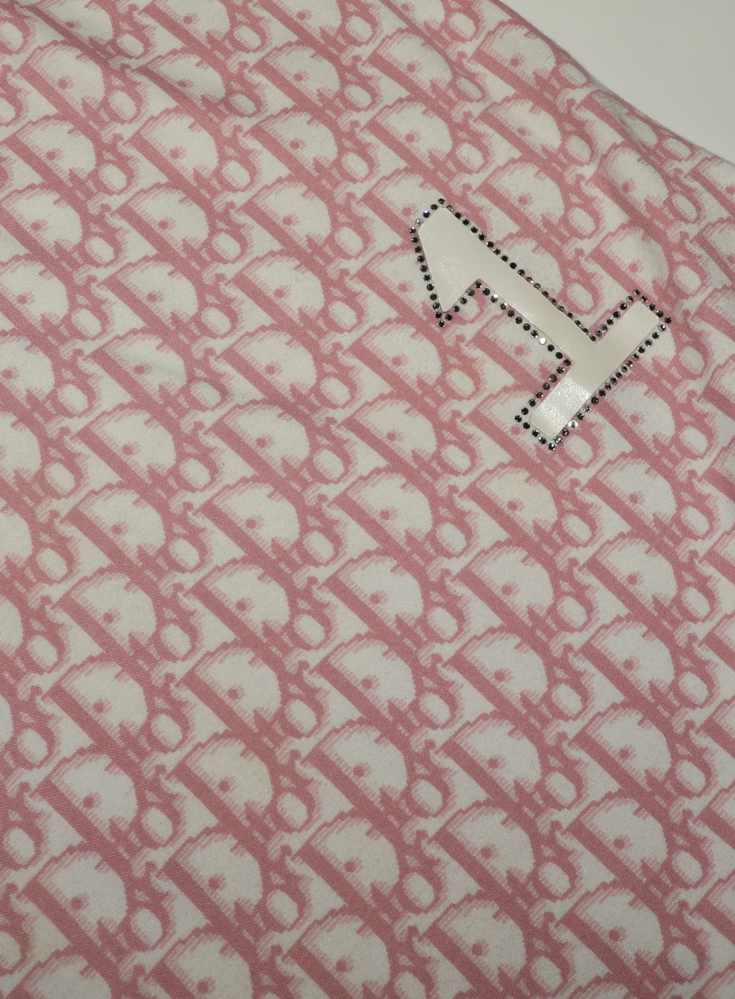 open lace back dress Baby pink spandex dress with CD inspired monogram print – logofabrics main image 0