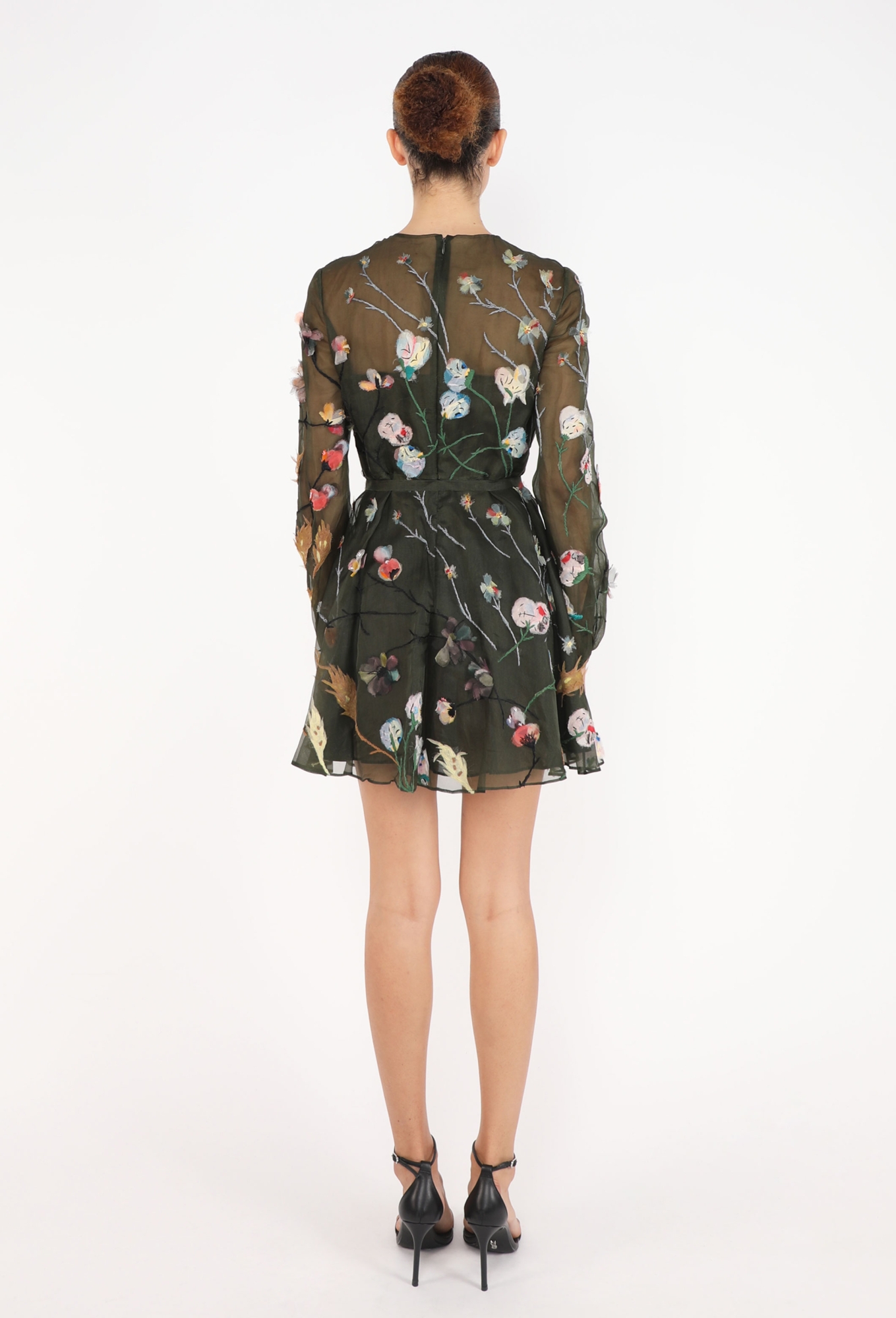 valentino organza dress Valentino Garavani Embroidered Organza Short Dress - Pearl Grey