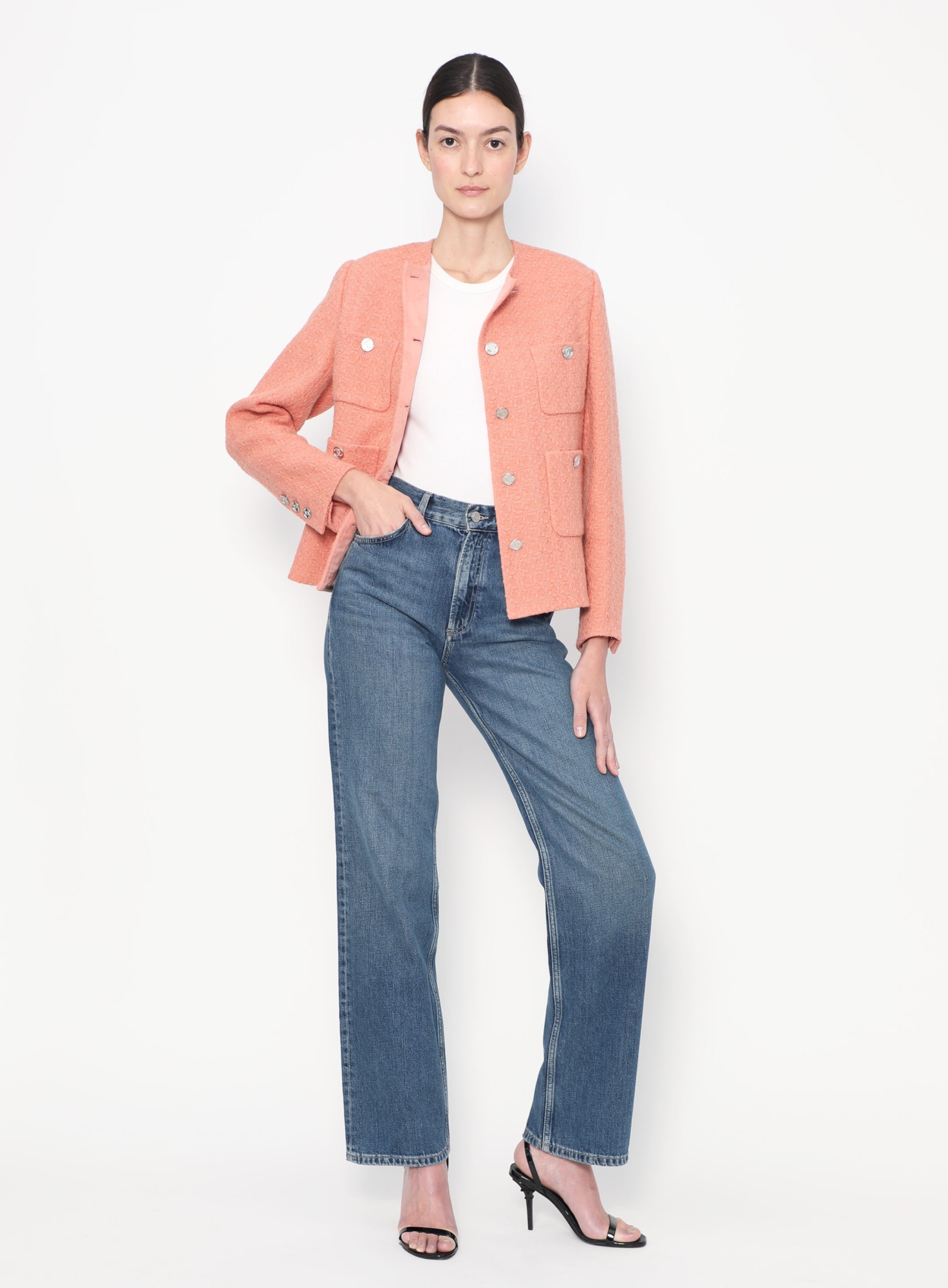 Collarless Tweed 'CC' Jacket | Authentic & Vintage | ReSee