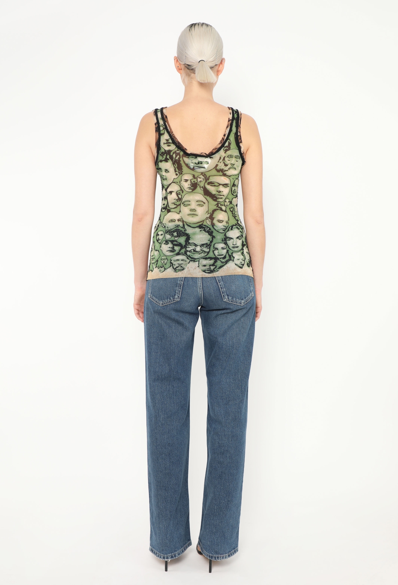 Rare F/W 1992 Mesh Face Print Top - Jean Paul Gaultier | Authentic