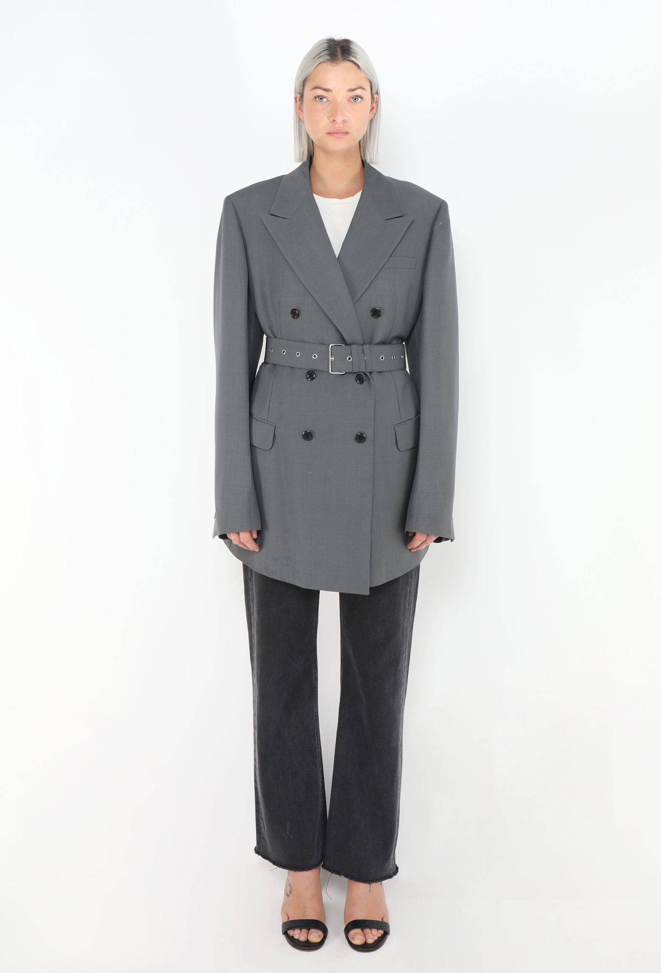 99aw PRADA プラダ Belted Blazer ベルト ジャケット 2018 Oversized Belted Blazer - Prada | ReSee