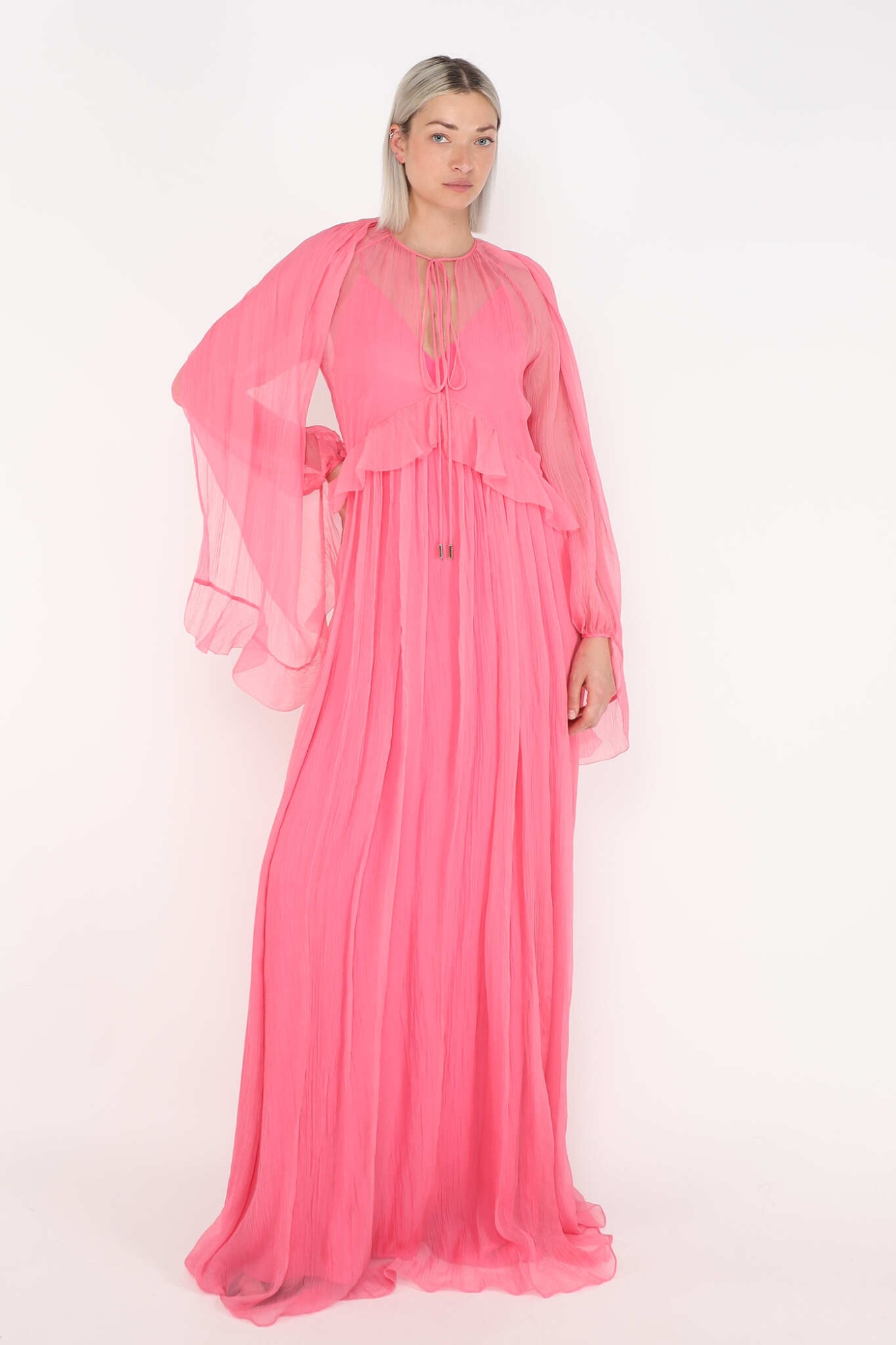 gucci chiffon dress Ruffled Trim Chiffon Gown, 2024 - Gucci