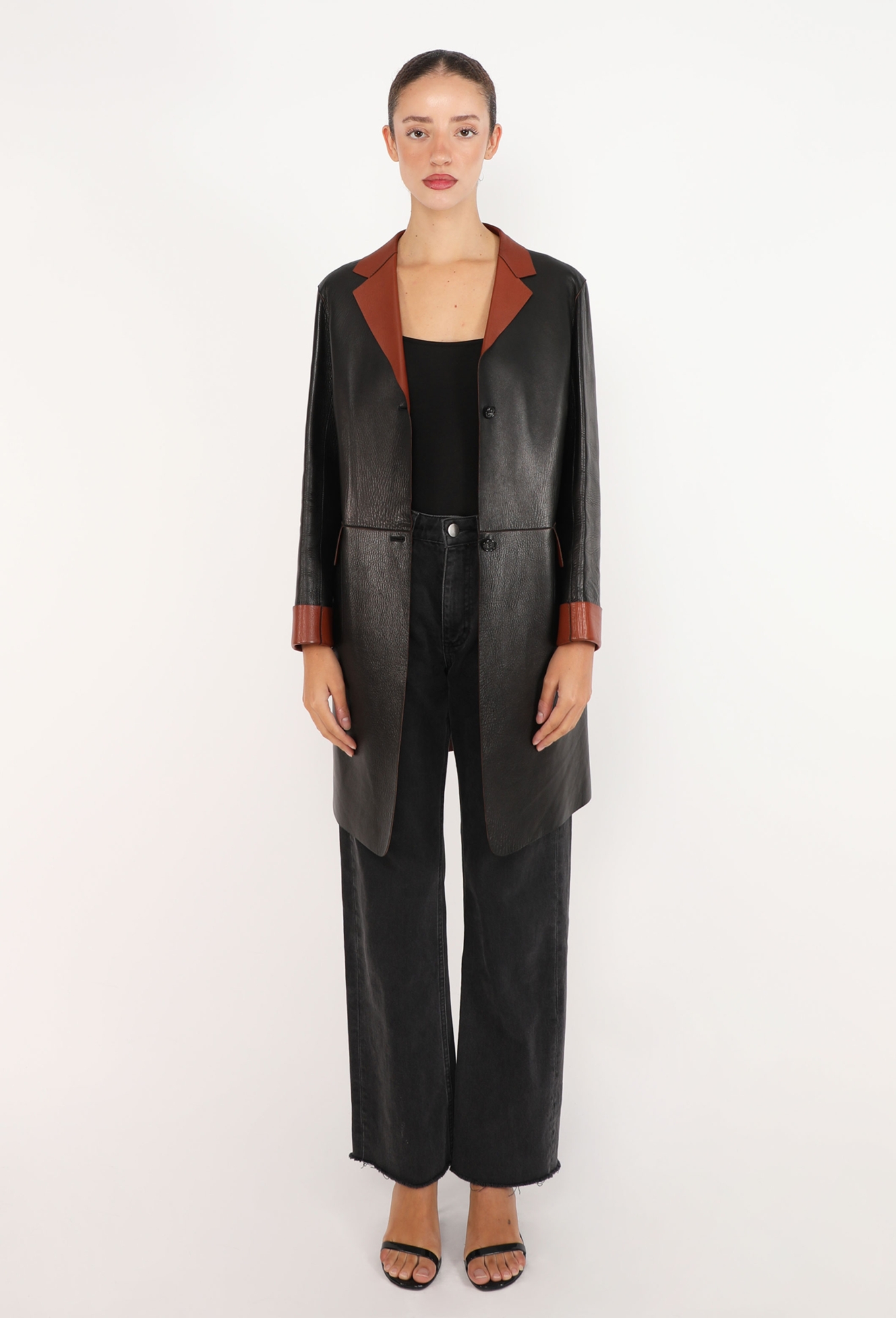 Notched Leather Coat, 1990s - Jil Sander | ReSee