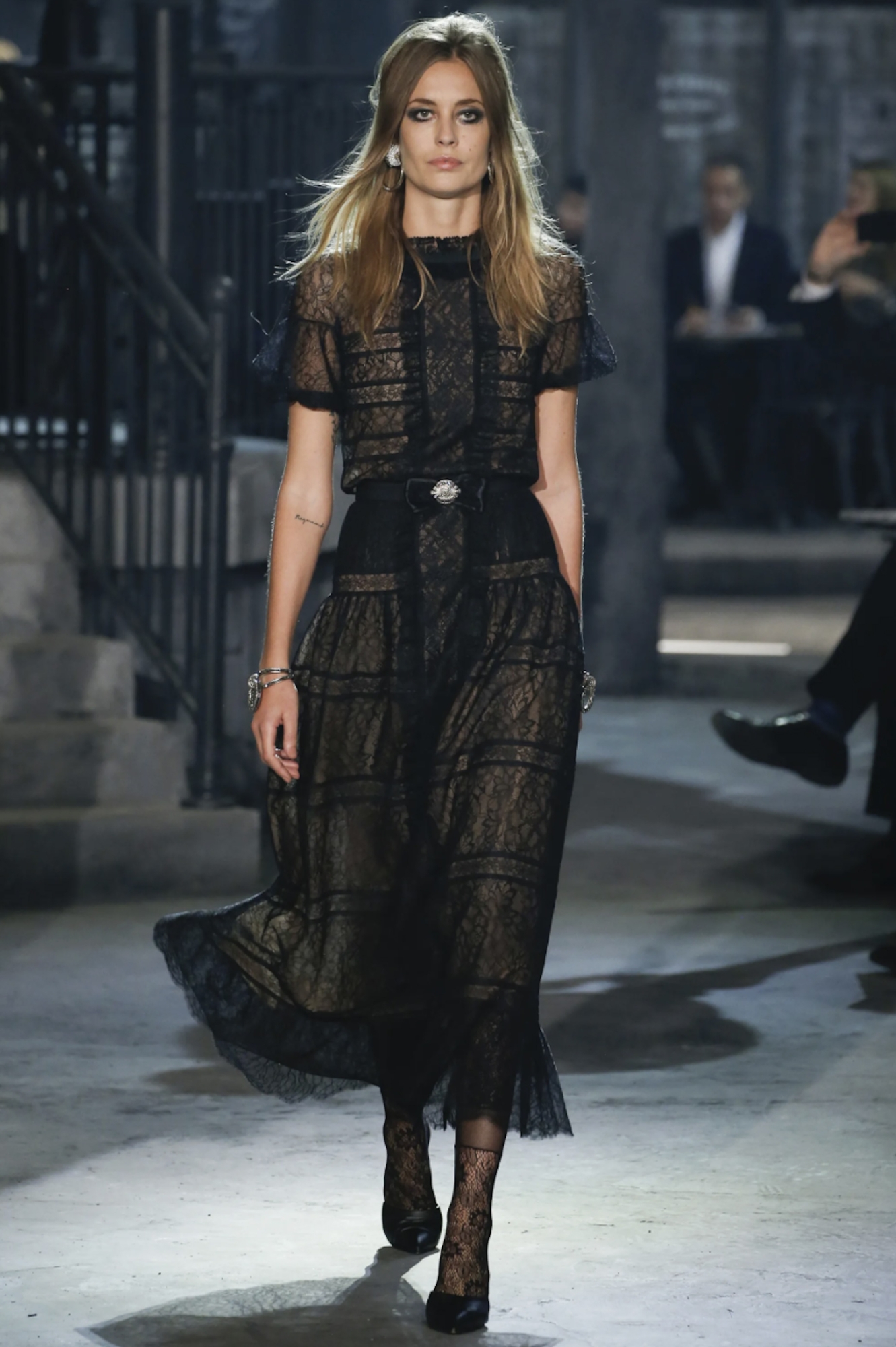 chanel lace dress Chanel Lace Frill Maxi Dress