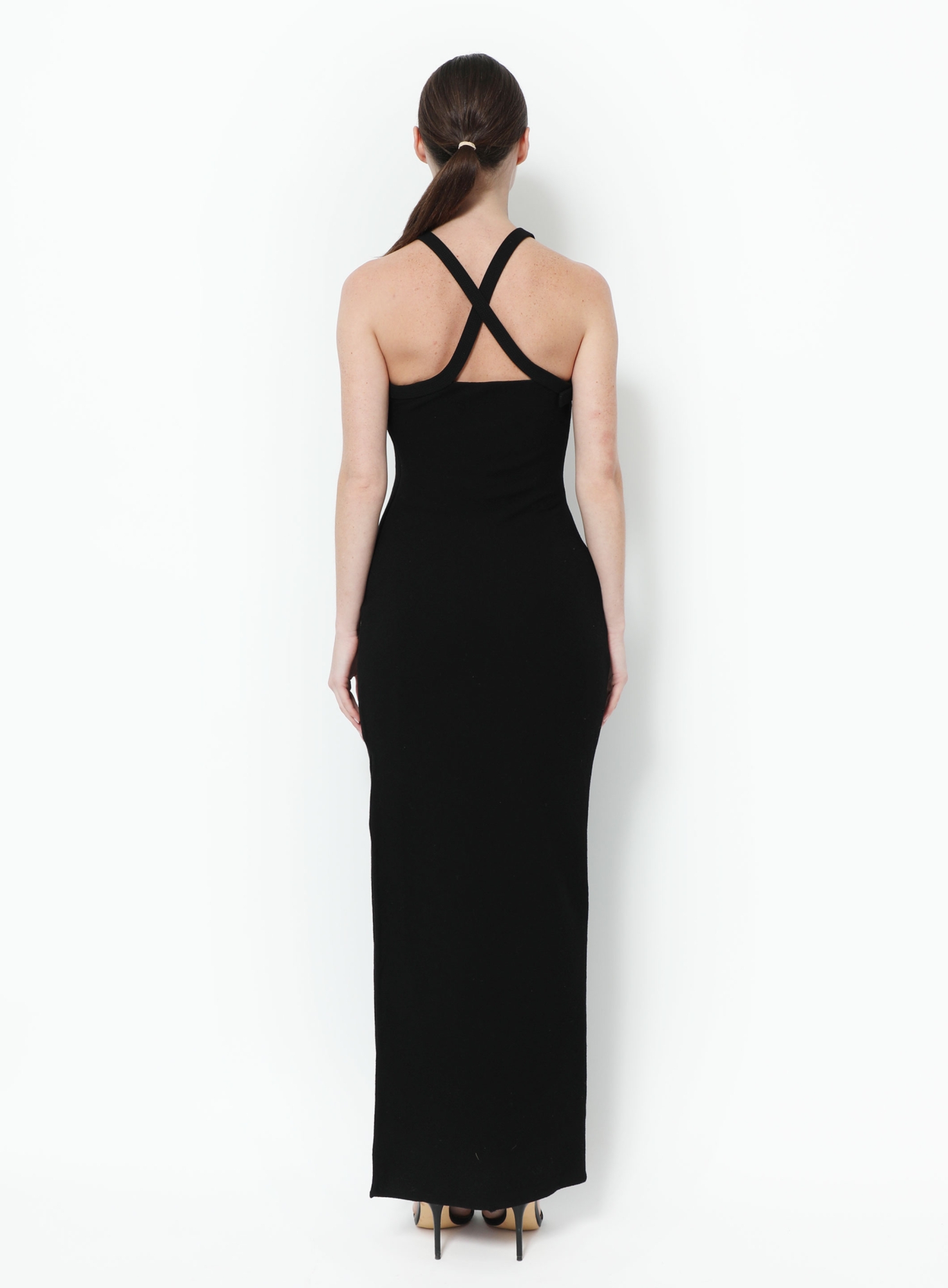 Vintage Black Crêpe Halter Bustier Dress – Spring 1993 - Gianni