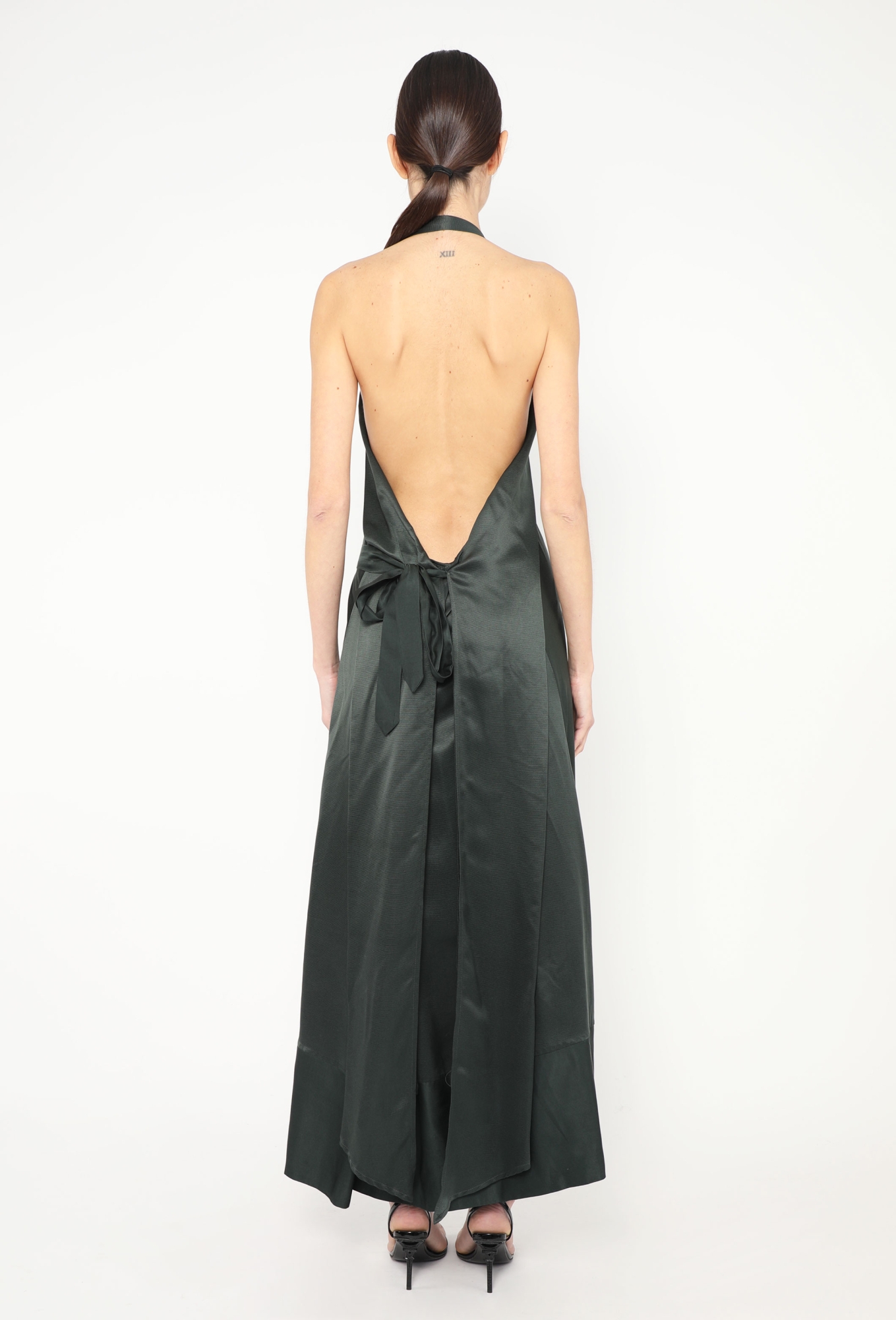green emerald velvet dress Satin Halter Pleats Dark Green Wedding Guest Dress