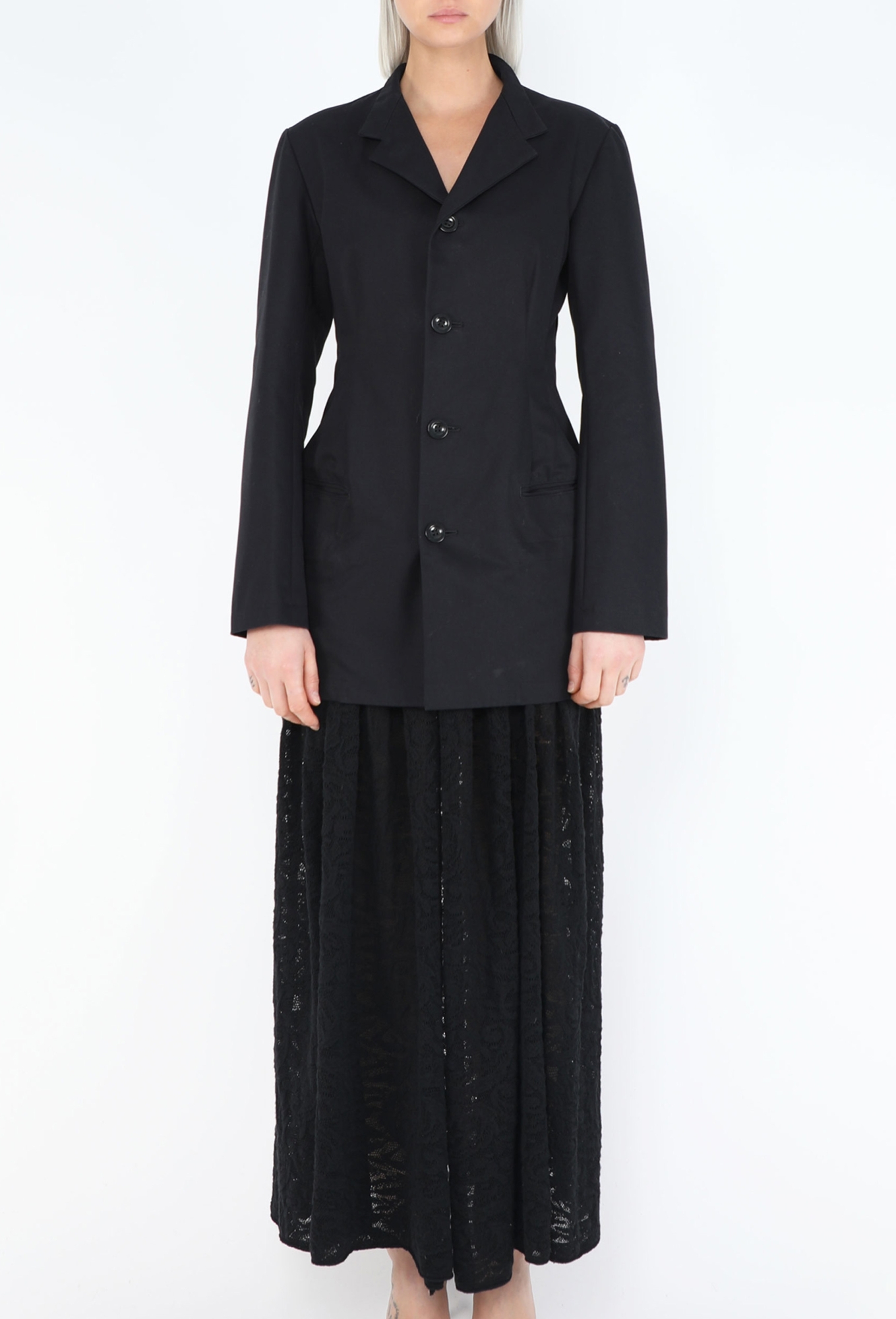 90s blazer dress 90s Hybrid Crochet Blazer Dress - Yohji Yamamoto