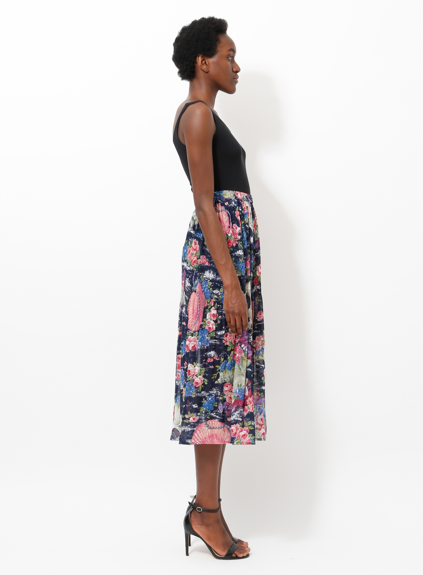 80s Pleated Flower Print Maxi Skirt | Authentic & Vintage | ReSee