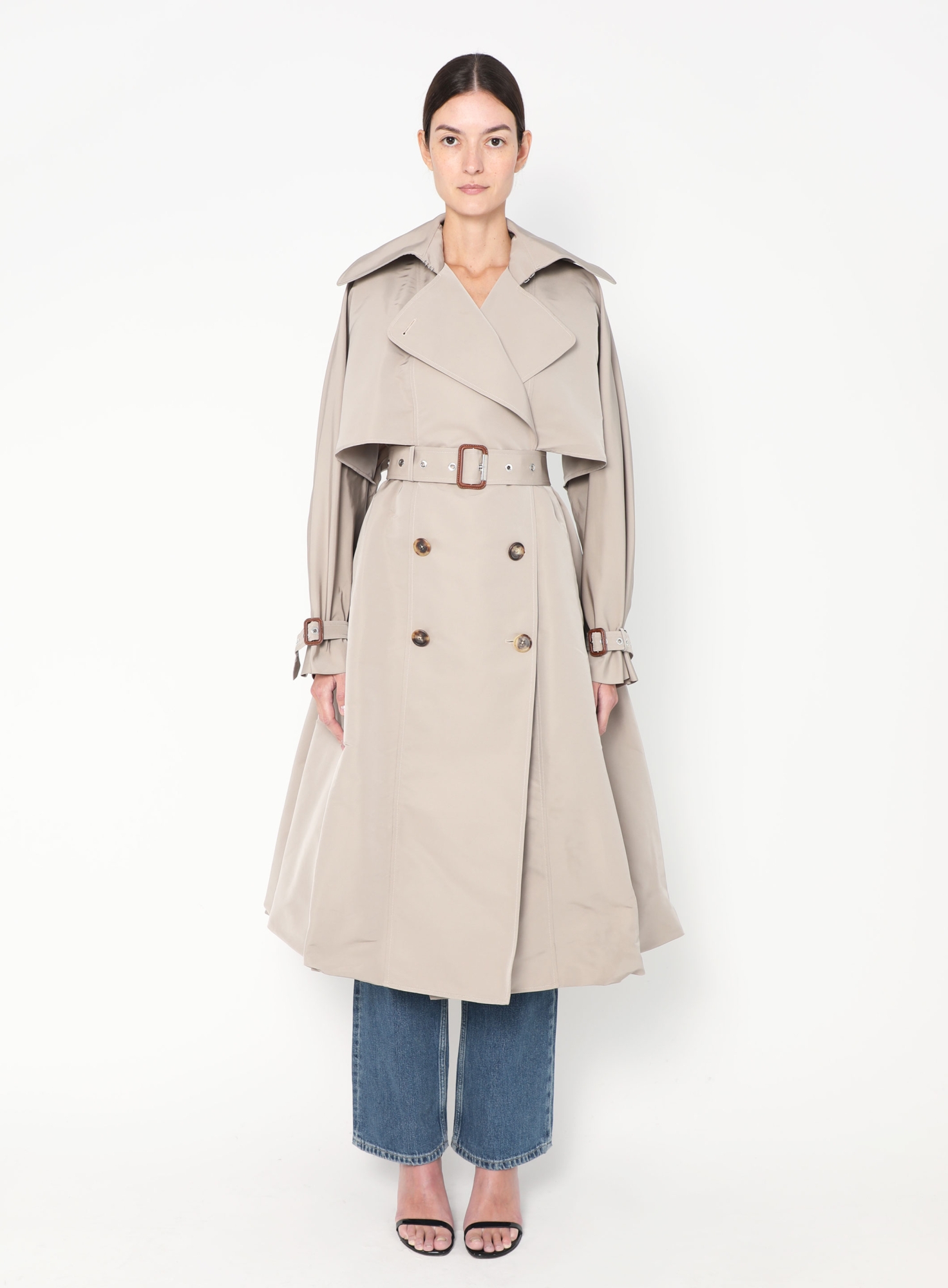 AlexanderMcQueen トレンチ 46 ベージュ 美品 Pre-Fall 2021 Flared Trench | Authentic & Vintage | ReSee