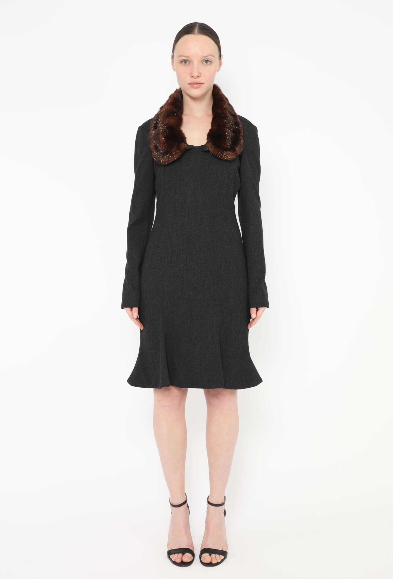 F/W 1994 Fluted Fur Collar Dress | Authentic & Vintage | ReSee