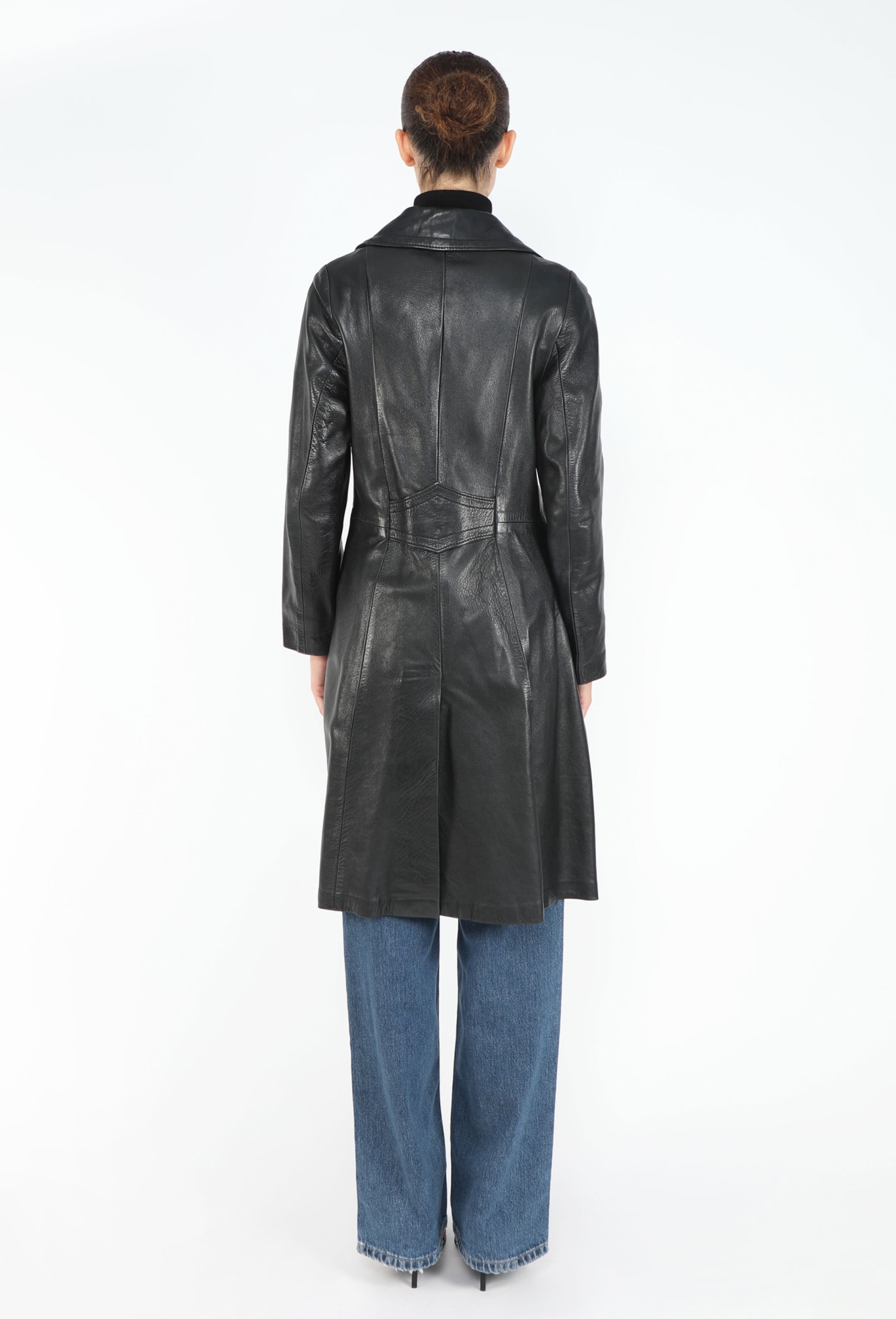 90s Double-Breasted Leather Trench - Exquisite Vintage | ReSee