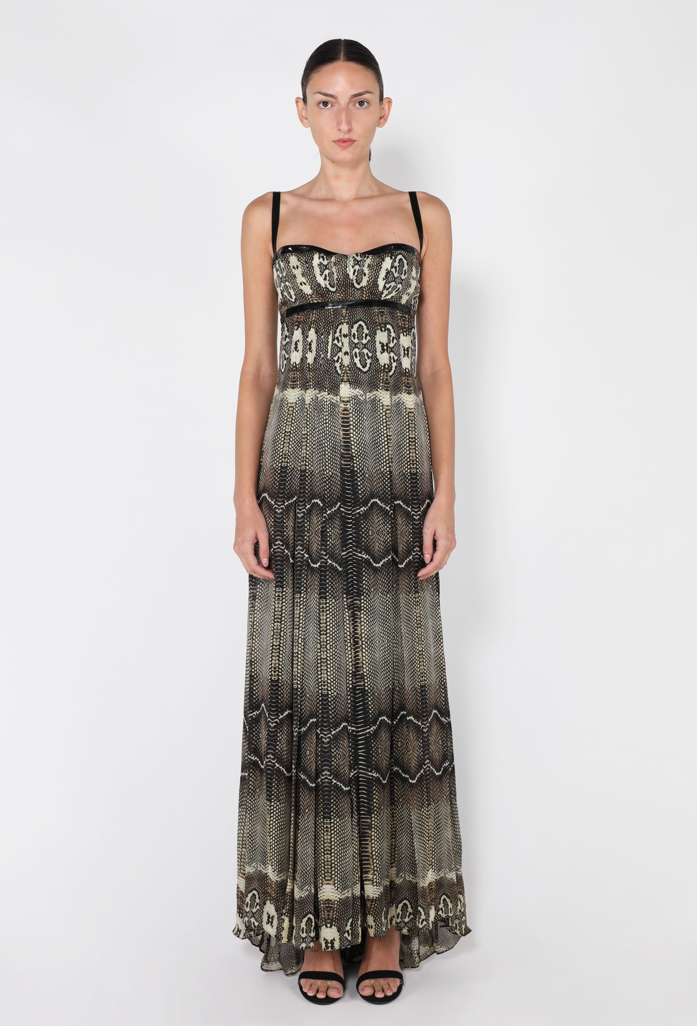 2005 animal silk maxi dress roberto cavalli Sexiest 2003 Roberto Cavalli Laced Back Corset Leopard Print Silk Chif Shrimpton Couture