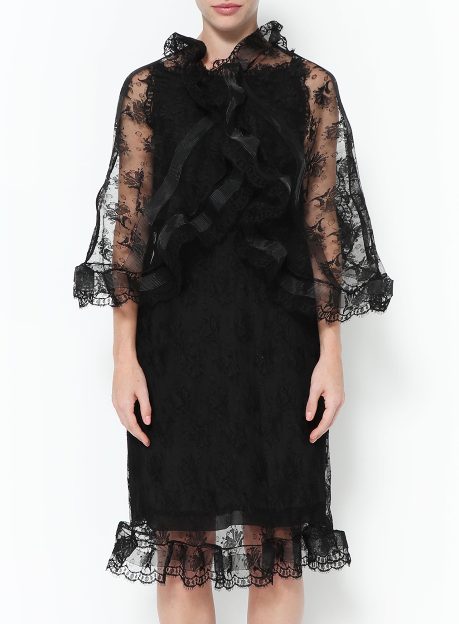 Edition 2008 Black Scalloped Lace Dress - Balenciaga | ReSee