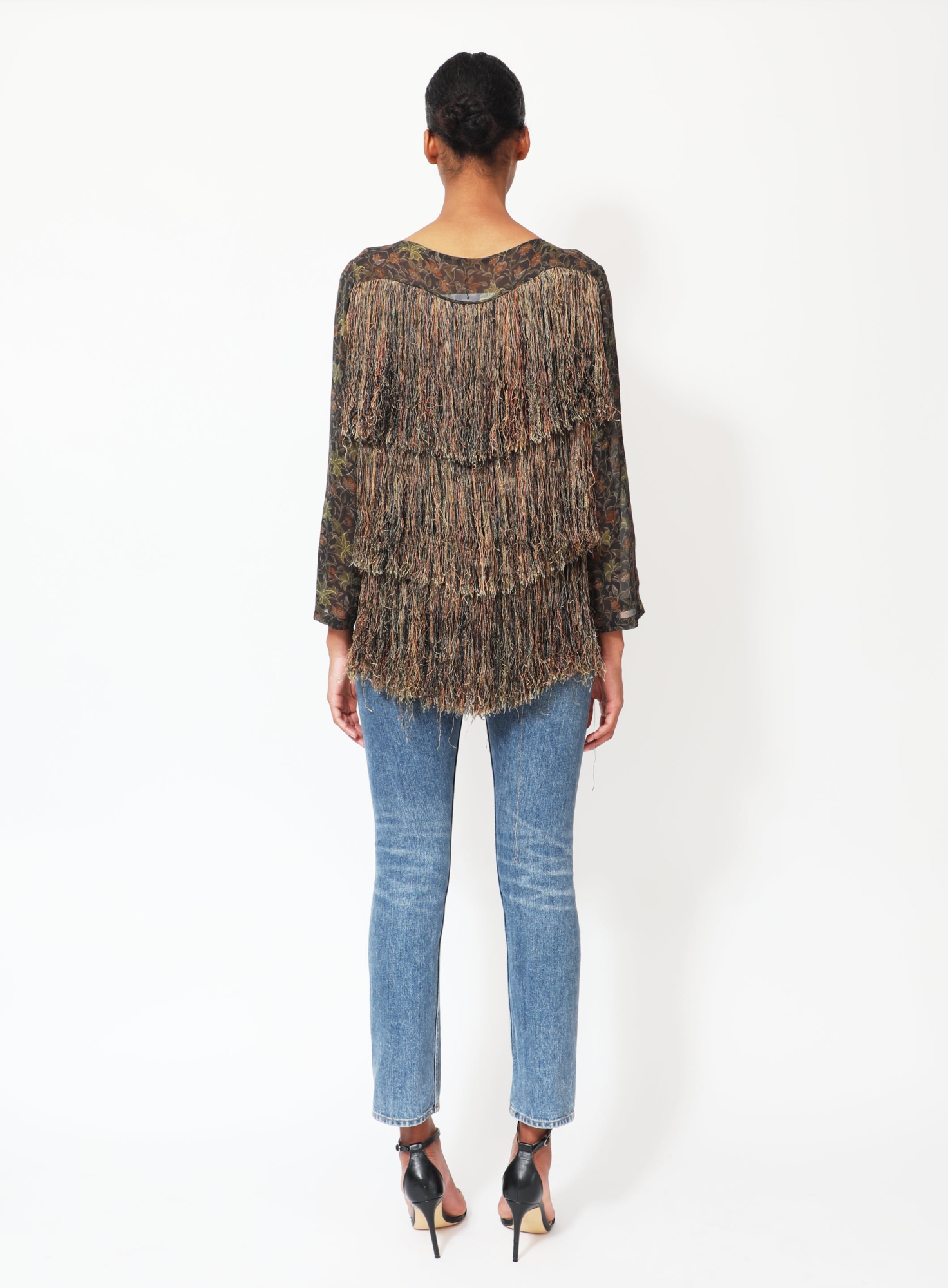 Tricolor Tiered Fringe Silk Top | Authentic & Vintage | ReSee