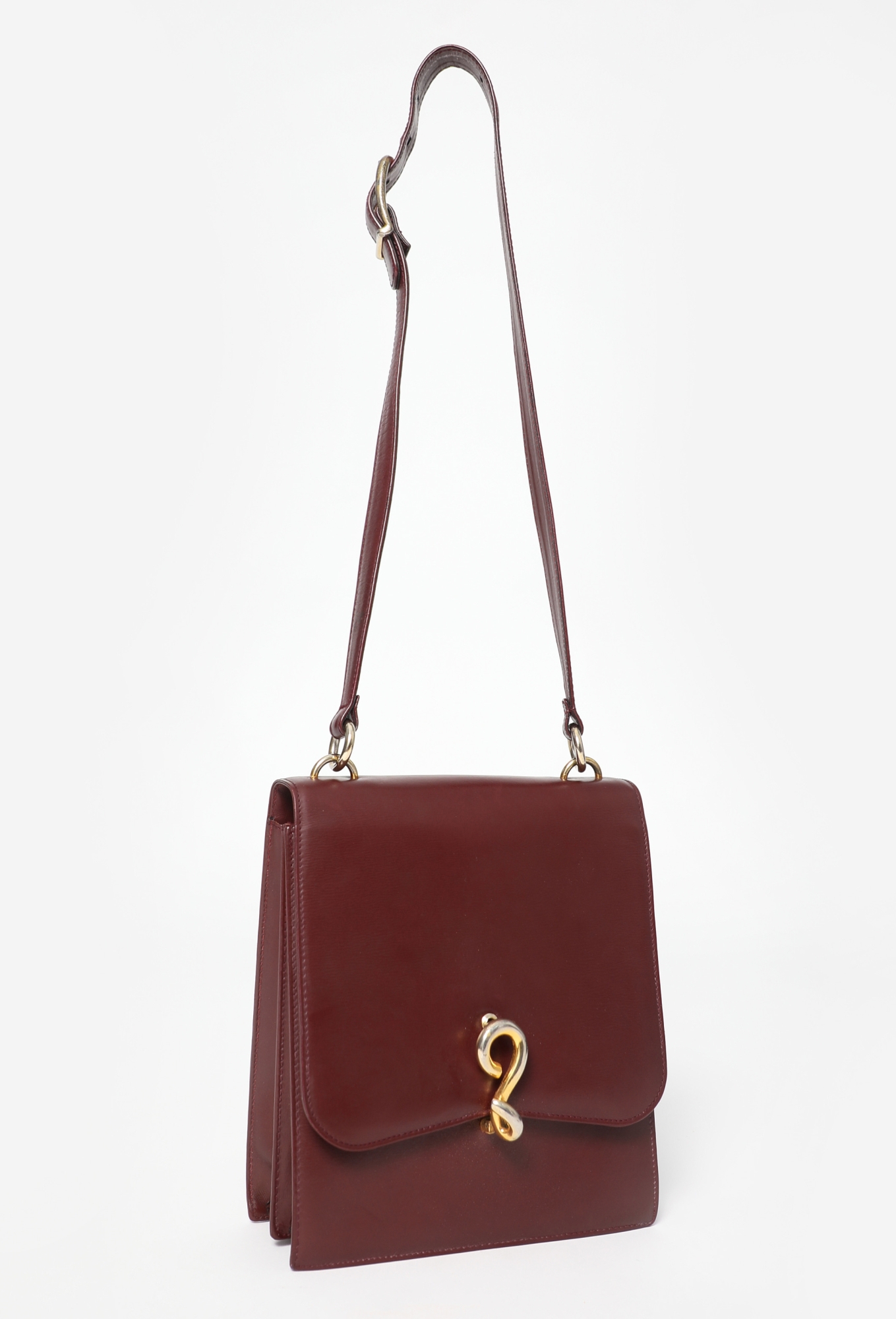 Vintage Amiiet Burgundy Leather  Bag Truly Unique‎ 70s Vintage 60s-70s Maroon Burgundy Leather Gold Tone Top Handle  main image 4