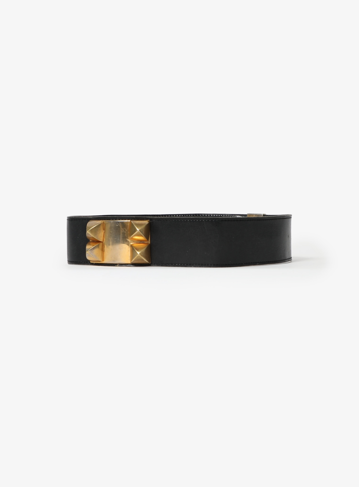 Hermes Black Leather/Etoupe  Collier de chien leather belt with Gold Hardware BNIB Hermes Womens Belt Collier De Chien 32 Epsom Noir Black  main image 2